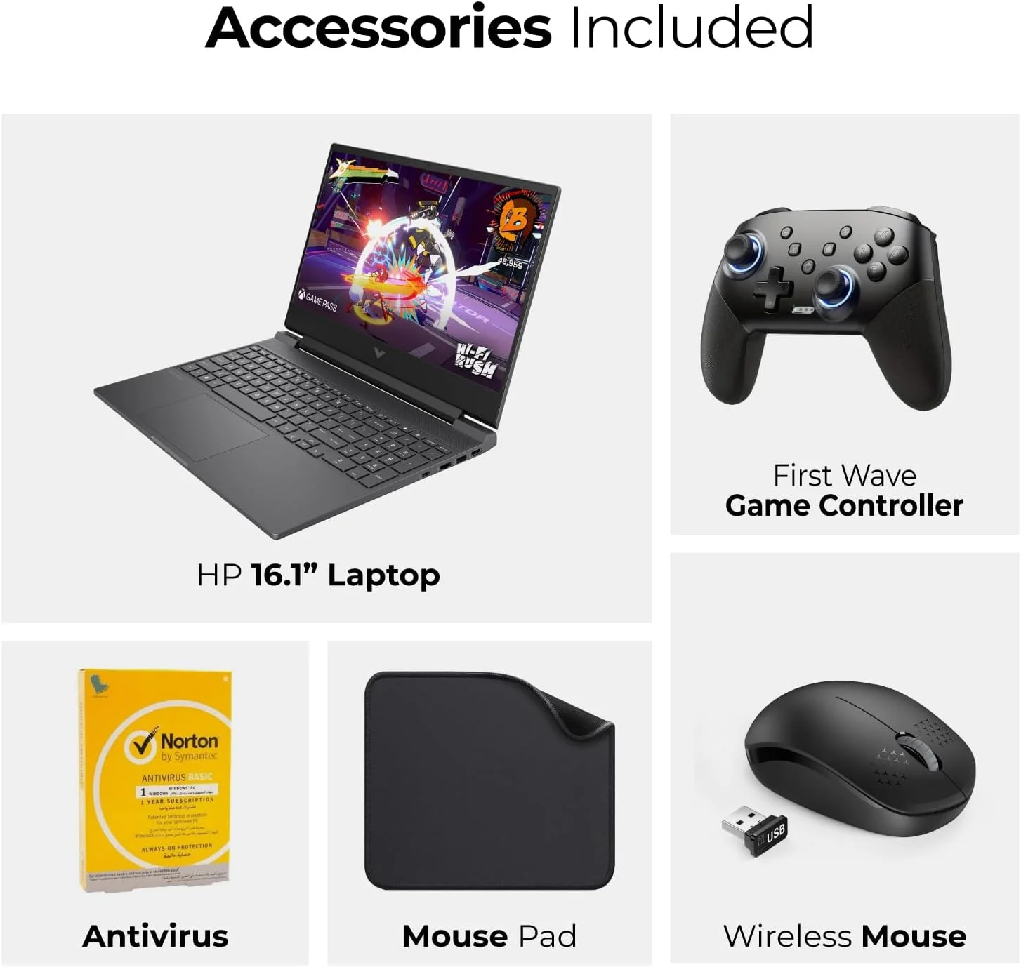 لپ تاپ گیمینگ 16.1 اینچی HP Victus - نسل سیزدهم Intel i7-13700H، گرافیک RTX 3050 6GB، رم 48GB DDR5، SSD 1TB، ویندوز 11 پرو (شامل دسته بازی موج اول + ماوس + آنتی ویروس + ماوس پد) 16-R0053NIA