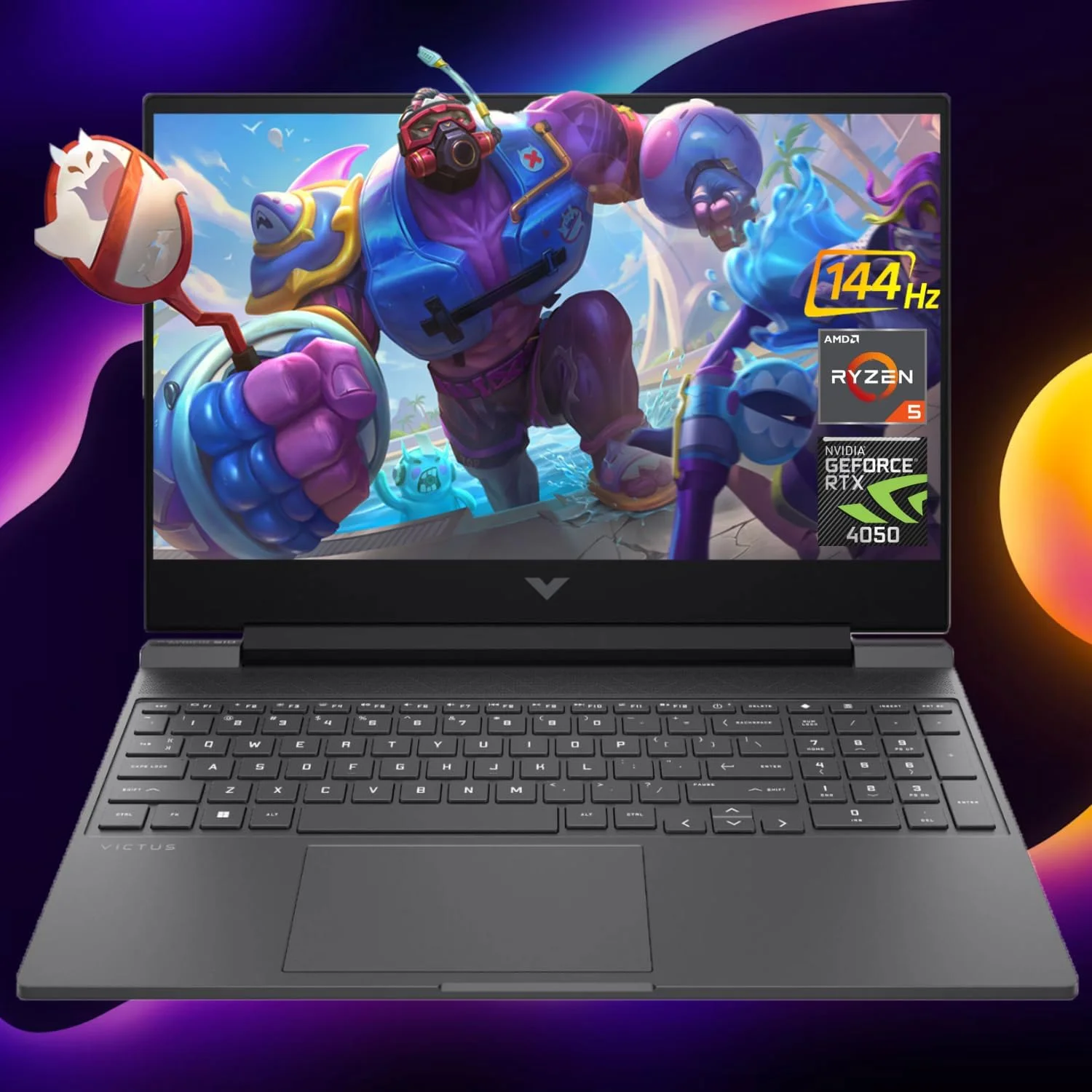 لپ تاپ گیمینگ HP Victus 15.6 Ryzen 5 RTX 4050، صفحه نمایش 15.6 اینچی FHD 144Hz، پردازنده AMD Ryzen 5 8645HS (بهتر از Intel i7-1355U و Intel i5-14400F)، کارت گرافیک NVIDIA GeForce RTX 4050، رم 16GB DDR5، حافظه SSD 1TB، کیبورد با نور پس زمینه، W11H