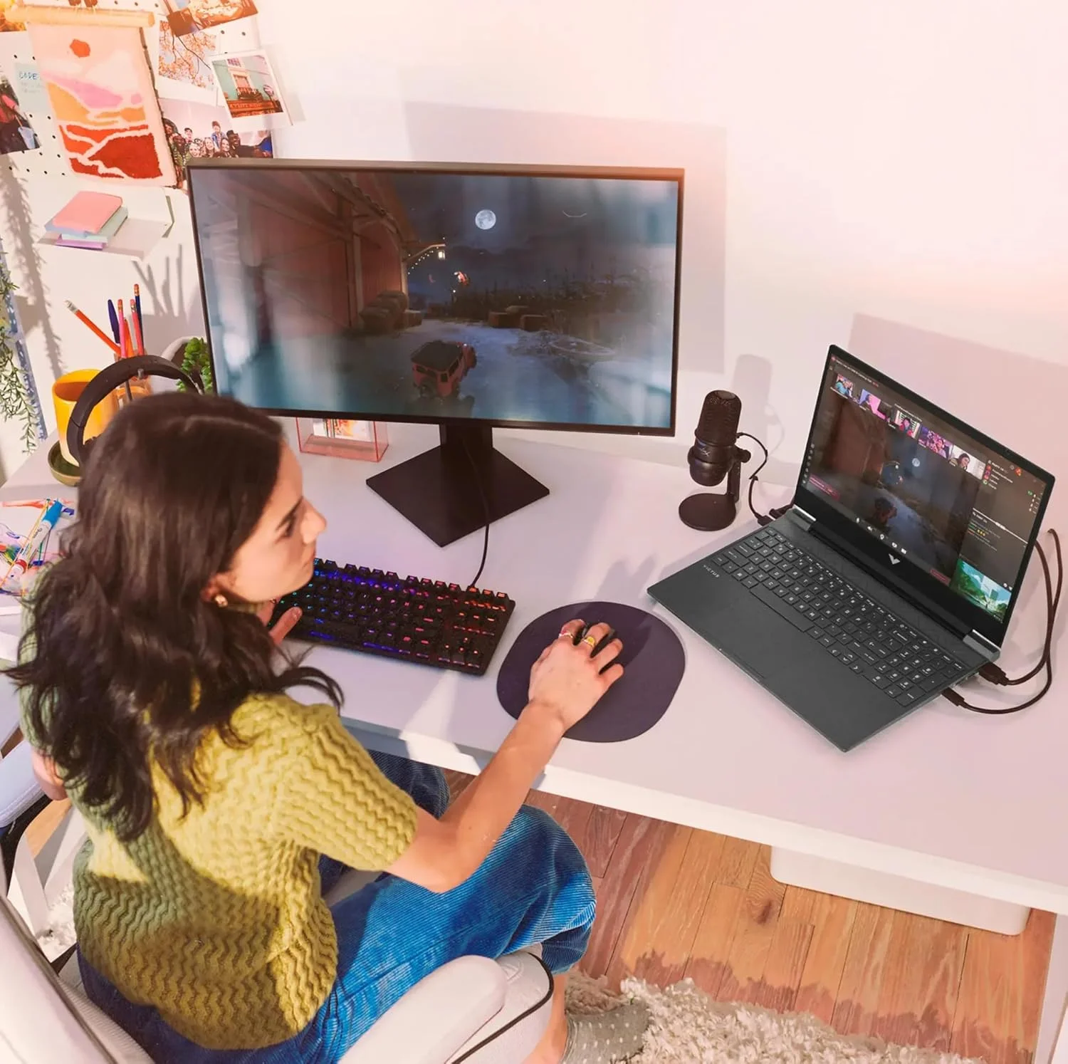 لپ تاپ گیمینگ 15.6 اینچی FHD 144 هرتز HP Victus، AMD Ryzen 5-7535HS، AMD Radeon RX 6550M (بهتر از RTX 2050)، کیبورد با نور پس زمینه، ویندوز 11 هوم، با پارچه (16 گیگابایت رم | 512 گیگابایت PCIe SSD)
