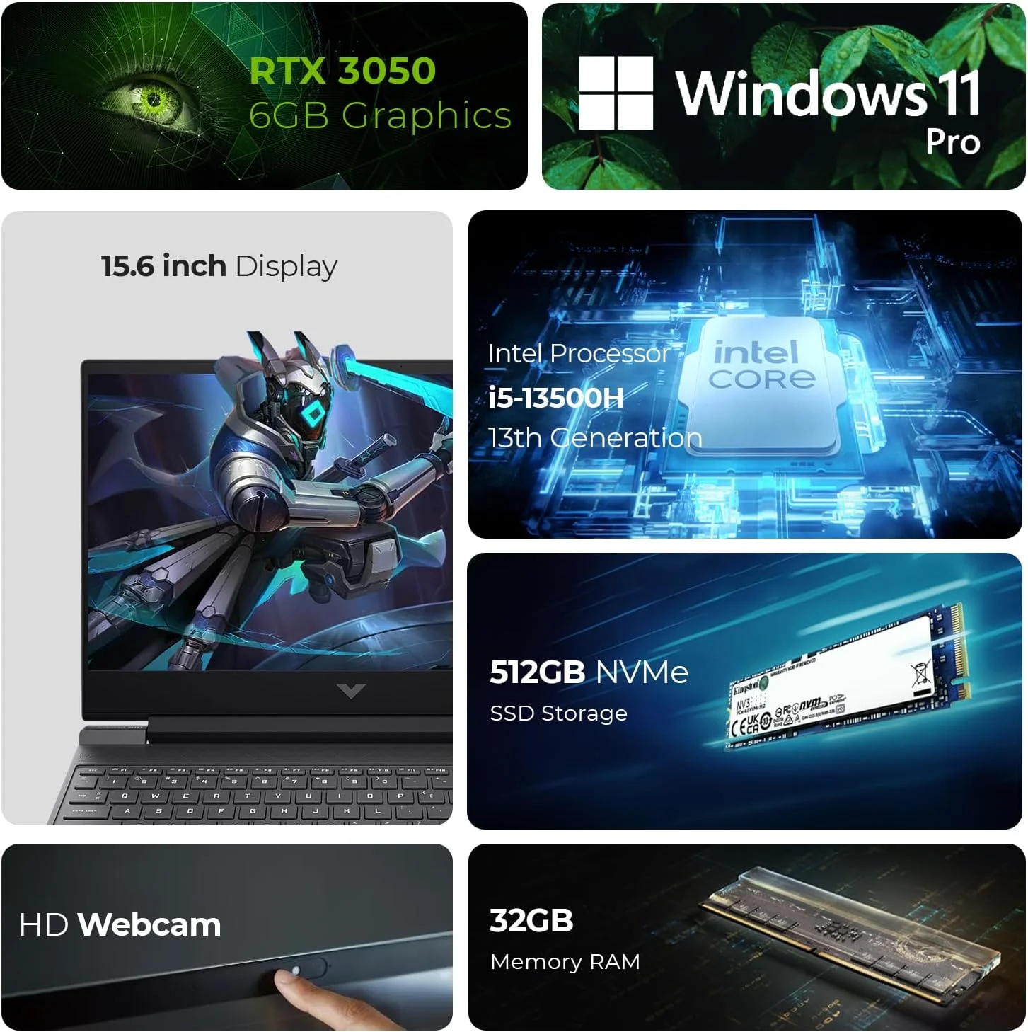 لپ تاپ گیمینگ HP Victus با نمایشگر 15.6 اینچی FHD، پردازنده نسل سیزدهم Intel Core i5-13500H، رم 32 گیگابایتی - SSD 512 گیگابایتی، کارت گرافیک RTX 3050 6GB، ویندوز 11 پرو (شامل هاب 7 در 1 First Wave + ماوس بی سیم + آنتی ویروس + پد ماوس) مدل 15-FA1043NE لپ تاپ گیمینگ HP Victus با نمایشگر 15.6 اینچی FHD، پردازنده نسل سیزدهم Intel Core i5-13500H، رم 32 گیگابایتی - SSD 512 گیگابایتی، کارت گرافیک RTX 3050 6GB، ویندوز 11 پرو (شامل هاب 7 در 1 First Wave + ماوس بی سیم + آنتی ویروس + پد ماوس) مدل 15-FA1043NE