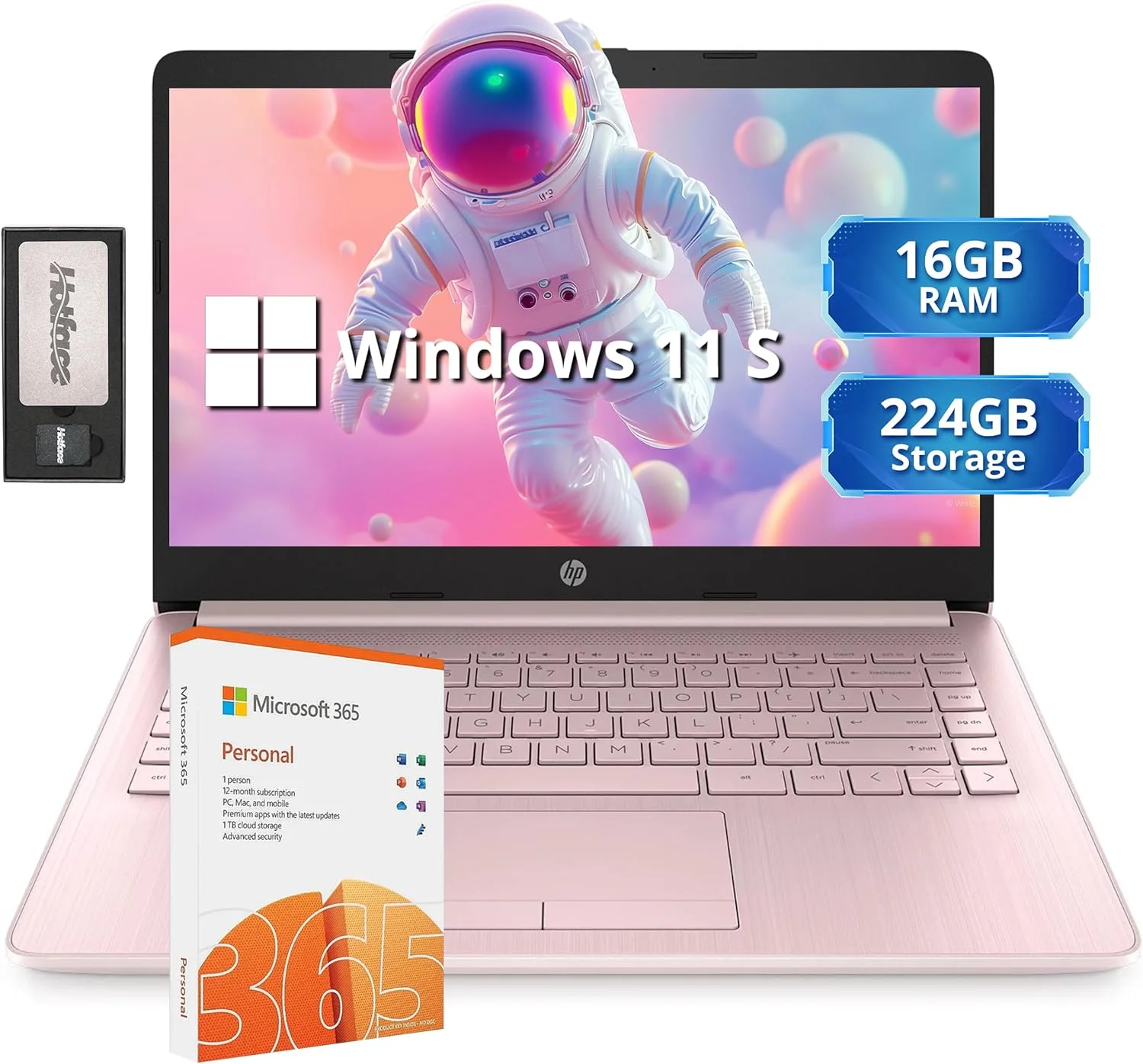 لپ تاپ سبک وزن 14 اینچی اچ پی استریم، پردازنده Intel Celeron N4120، رم 16 گیگابایتی، حافظه 224 گیگابایتی (64 گیگابایت eMMC + 160 گیگابایت داک استیشن)، گرافیک Intel UHD، وب کم HD، 1 سال گارانتی