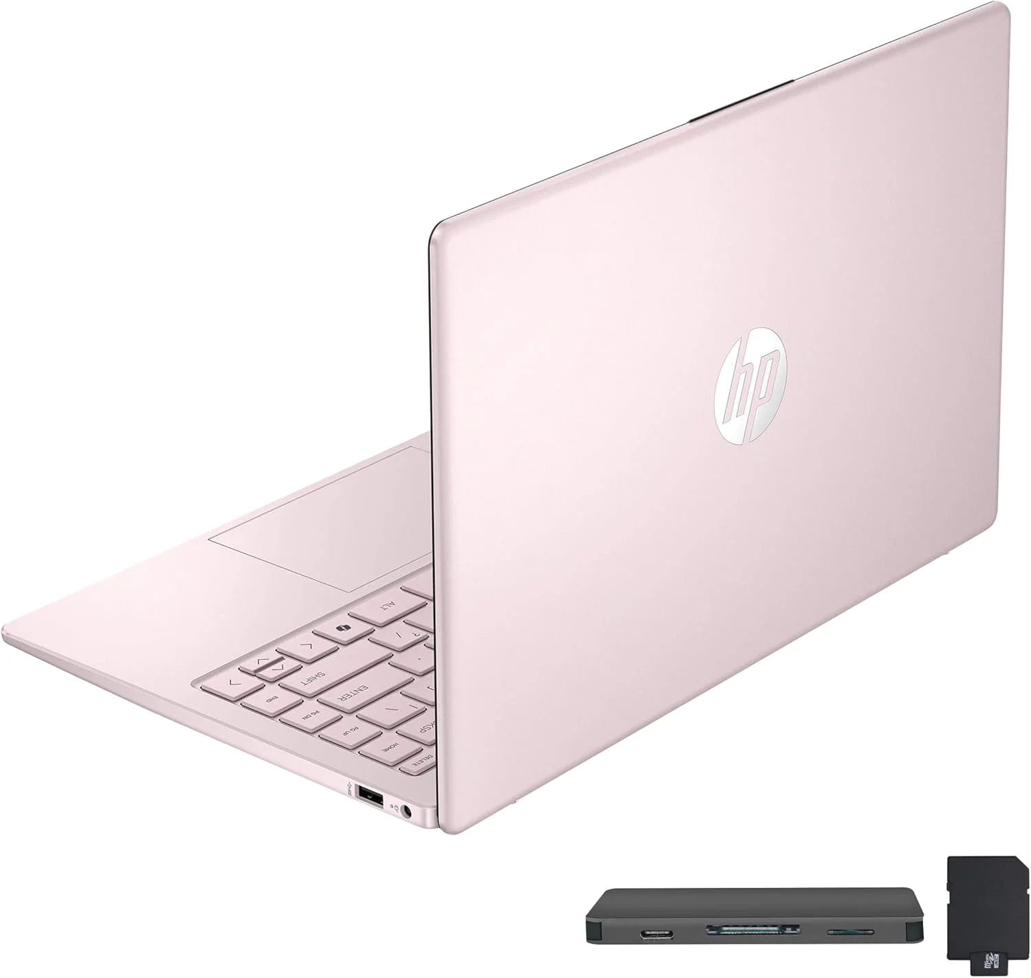 لپ تاپ HP Stream 14 اینچی HD BrightView، پردازنده Intel N150، رم 32 گیگابایت، حافظه 288 گیگابایت (128 گیگابایت UFS + 160 گیگابایت SSD Docking Station Set)، گرافیک Intel، وب کم HD، Wi-Fi، یک سال Office 365، Win 11 S، صورتی