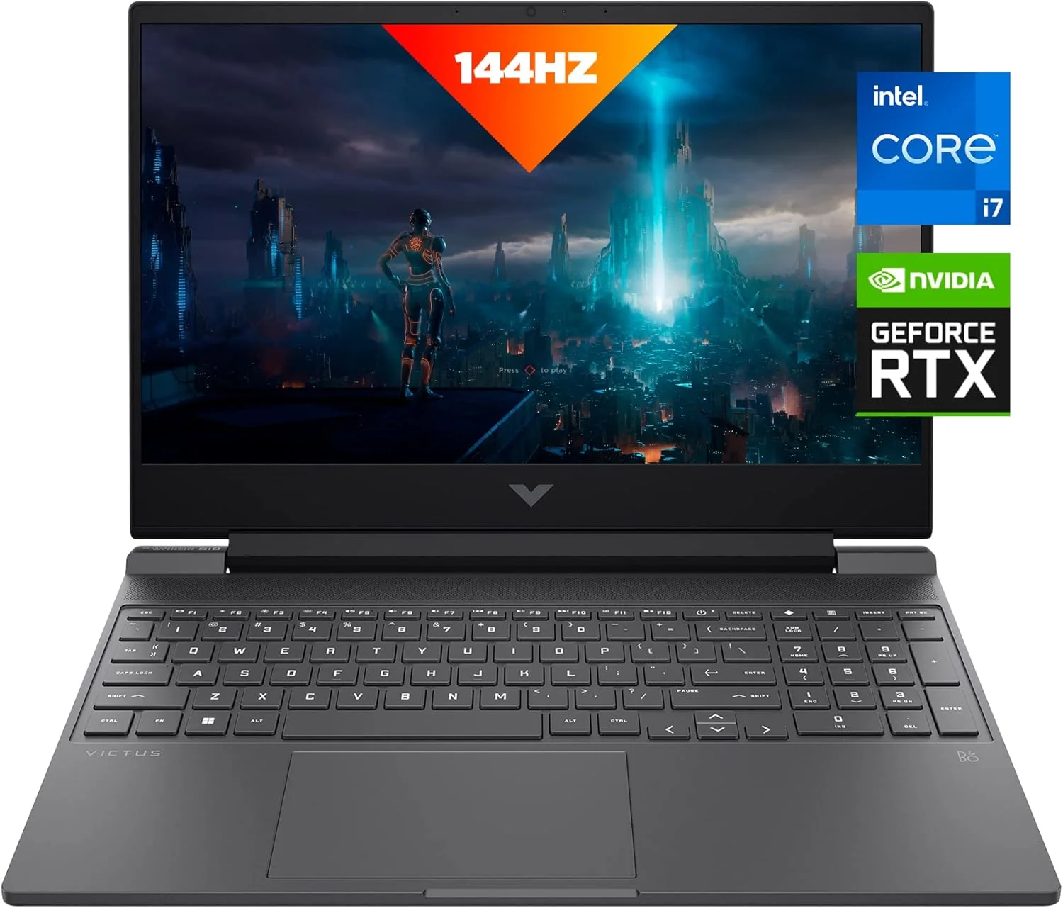 لپ تاپ HP Victus 15، صفحه نمایش FHD IPS 144 هرتز، زمان پاسخگویی 9 میلی ثانیه، پردازنده Intel Core i7-13700H، رم 16 گیگابایتی، SSD 512 گیگابایتی، کارت گرافیک NVIDIA GeForce RTX 4050 (6 گیگابایت)، ویندوز 11 هوم، 15-fa1020nr (2023)