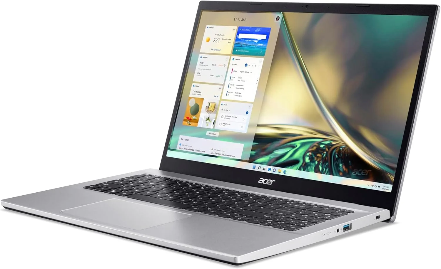 لپ تاپ Acer Aspire 3 A315 با پردازنده AMD Ryzen 7-5700U هشت هسته ای تا 4.30 گیگاهرتز / 8 گیگابایت رم DDR4 / 512 گیگابایت حافظه SSD / گرافیک AMD Radeon / صفحه نمایش 15.6 اینچی FHD ComfyView / ویندوز 11 / WiFi-6 / نقره ای خالص
