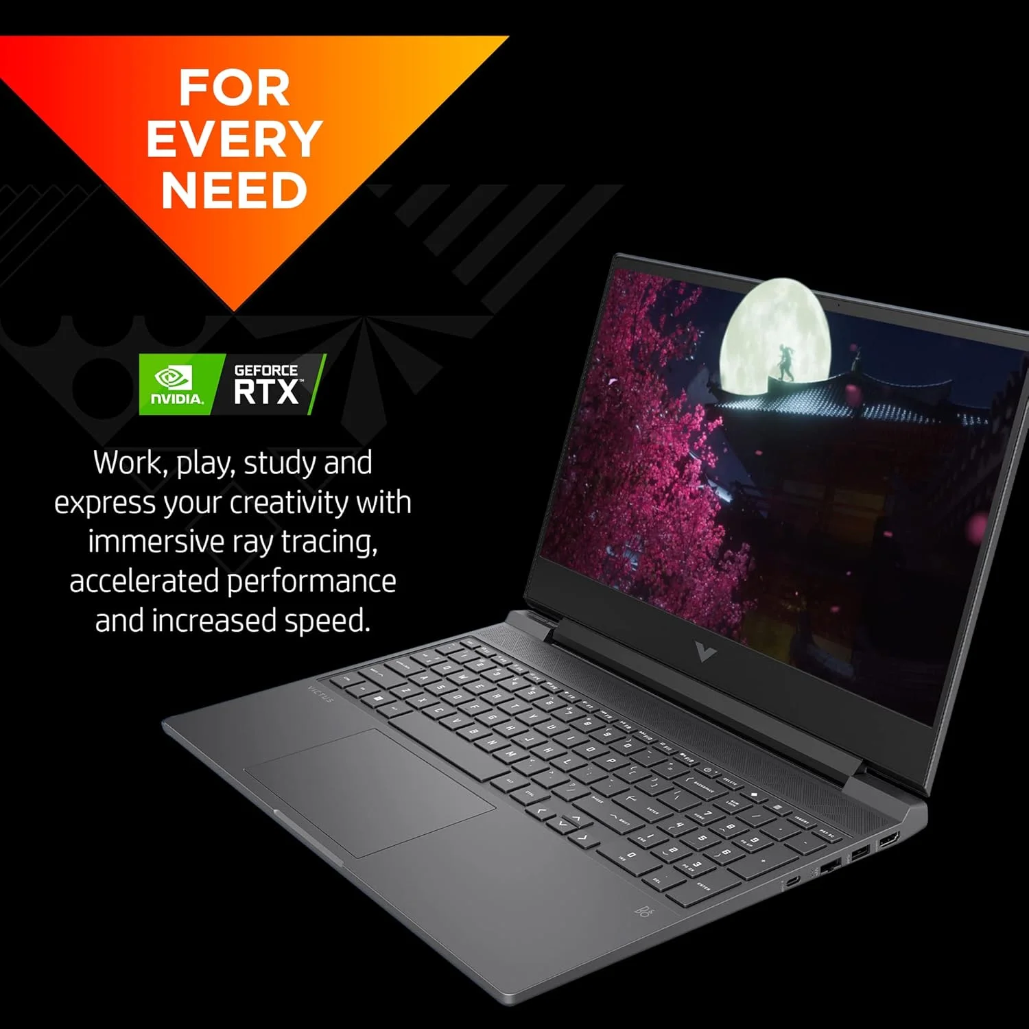 لپ تاپ HP Victus 15، صفحه نمایش FHD IPS 144 هرتز، زمان پاسخگویی 9 میلی ثانیه، پردازنده Intel Core i7-13700H، رم 16 گیگابایتی، SSD 512 گیگابایتی، کارت گرافیک NVIDIA GeForce RTX 4050 (6 گیگابایت)، ویندوز 11 هوم، 15-fa1020nr (2023)