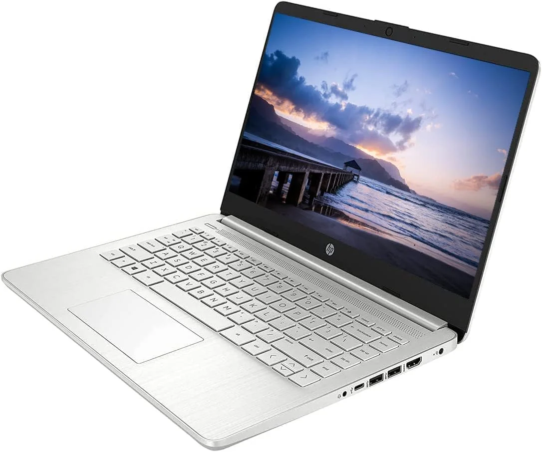 لپ تاپ HP 14، صفحه نمایش 14 اینچی FHD، پردازنده AMD Ryzen 3 3250U، رم 16 گیگابایتی DDR4، حافظه SSD 512 گیگابایتی PCIe، USB Type-C، Wi-Fi، وب کم، HDMI، ویندوز 11 هوم، نقره ای