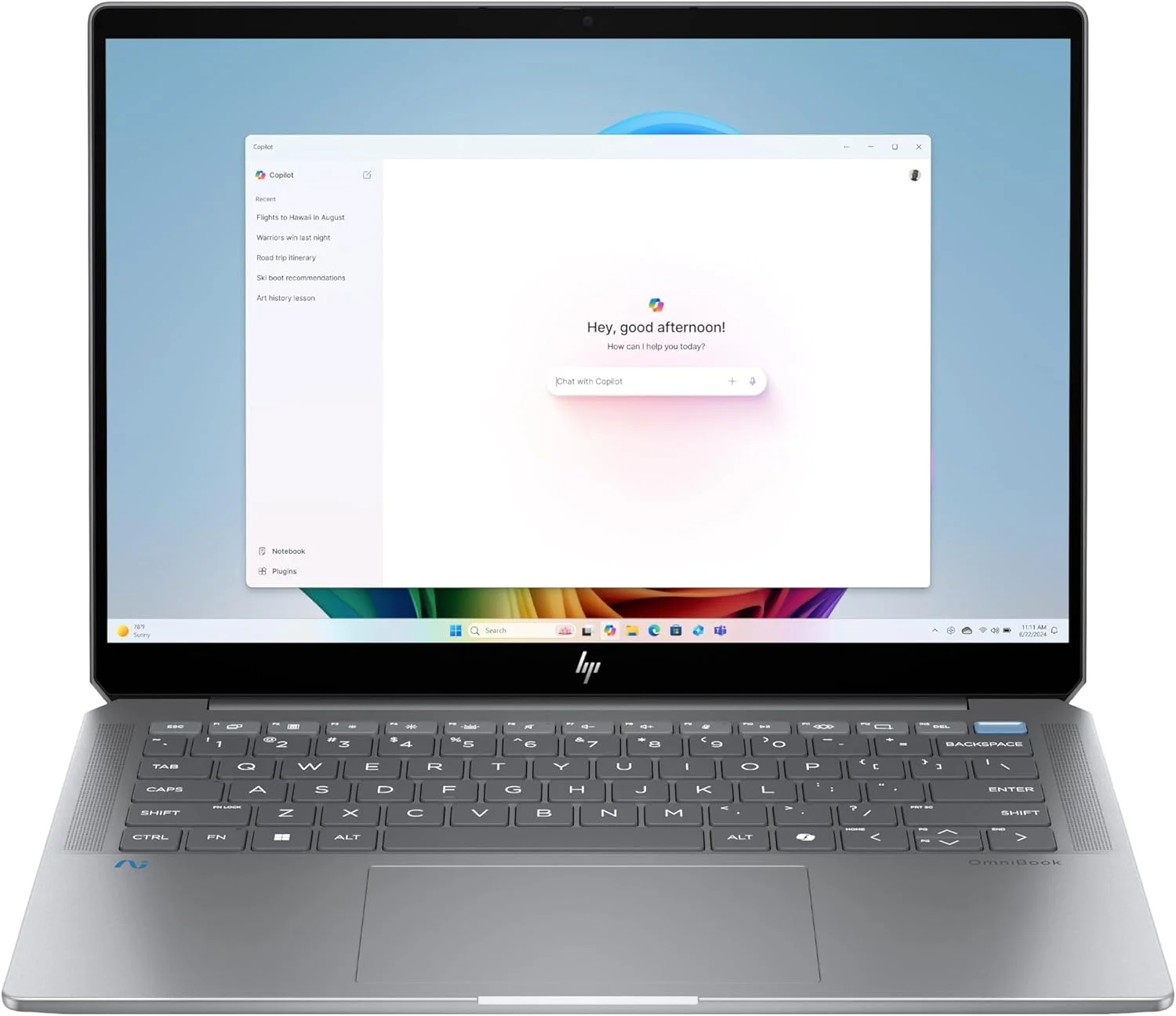 لپ تاپ HP OmniBook Ultra مدل 14-fd0002ne، ویندوز 11 هوم، 14 اینچ، صفحه نمایش لمسی، AMD Ryzen™ AI، رم 32 گیگابایتی، SSD 1 ترابایتی، 2.2K، نقره ای متئور