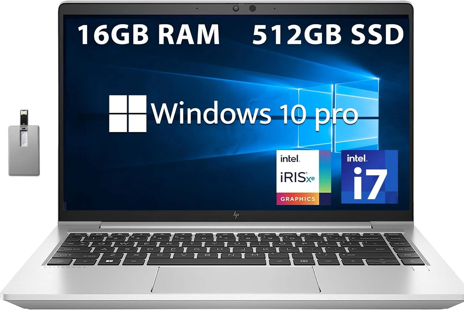 لپ تاپ تجاری HP EliteBook 640 G9 14 اینچی FHD مدل 2022، پردازنده نسل دوازدهم i5-1235U، رم 16 گیگابایتی، SSD 512 گیگابایتی PCIe، صفحه کلید با نور پس زمینه، حسگر اثر انگشت، دوربین 720p، Wi-Fi 6E، ویندوز 10 پرو، نقره ای، کارت USB 32 گیگابایتی SnowBell