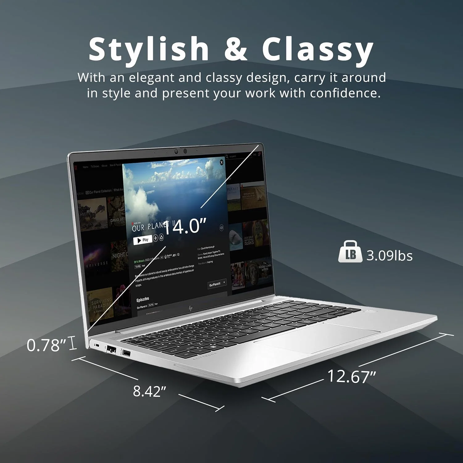 لپ تاپ تجاری HP EliteBook 640 G9 14 اینچی FHD مدل 2022، پردازنده نسل دوازدهم i5-1235U، رم 16 گیگابایتی، SSD 512 گیگابایتی PCIe، صفحه کلید با نور پس زمینه، حسگر اثر انگشت، دوربین 720p، Wi-Fi 6E، ویندوز 10 پرو، نقره ای، کارت USB 32 گیگابایتی SnowBell لپ تاپ تجاری HP EliteBook 640 G9 14 اینچی FHD مدل 2022، پردازنده نسل دوازدهم i5-1235U، رم 16 گیگابایتی، SSD 512 گیگابایتی PCIe، صفحه کلید با نور پس زمینه، حسگر اثر انگشت، دوربین 720p، Wi-Fi 6E، ویندوز 10 پرو، نقره ای، کارت USB 32 گیگابایتی SnowBell