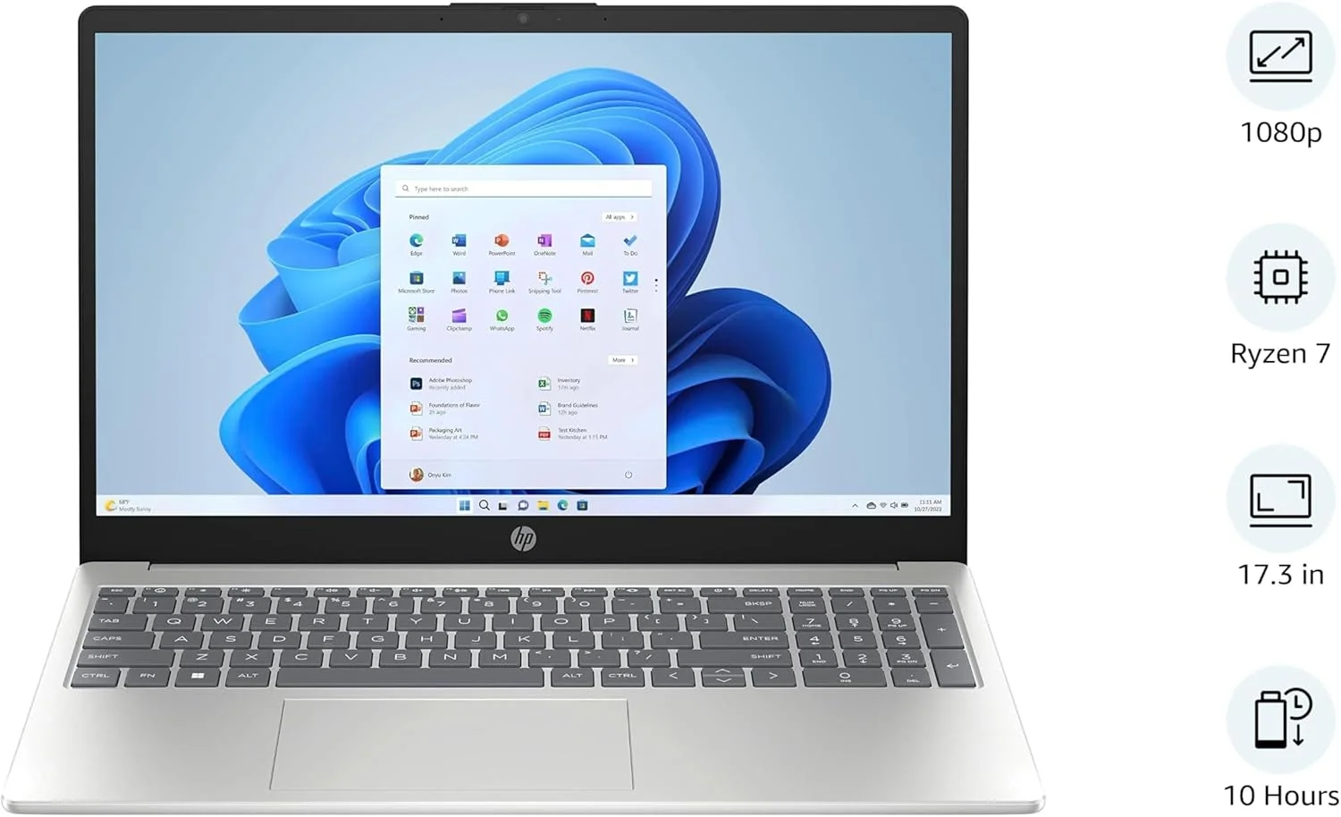 لپ تاپ HP مدل 15-fc0011ne، صفحه نمایش 15.6 اینچ FHD، پردازنده AMD Ryzen™ 7 7730U، رم 16 گیگابایت، حافظه SSD 512 گیگابایت، کارت گرافیک AMD Radeon™، ویندوز 11 Home، کیبورد انگلیسی/عربی، نقره ای طبیعی - [7Q792EA]