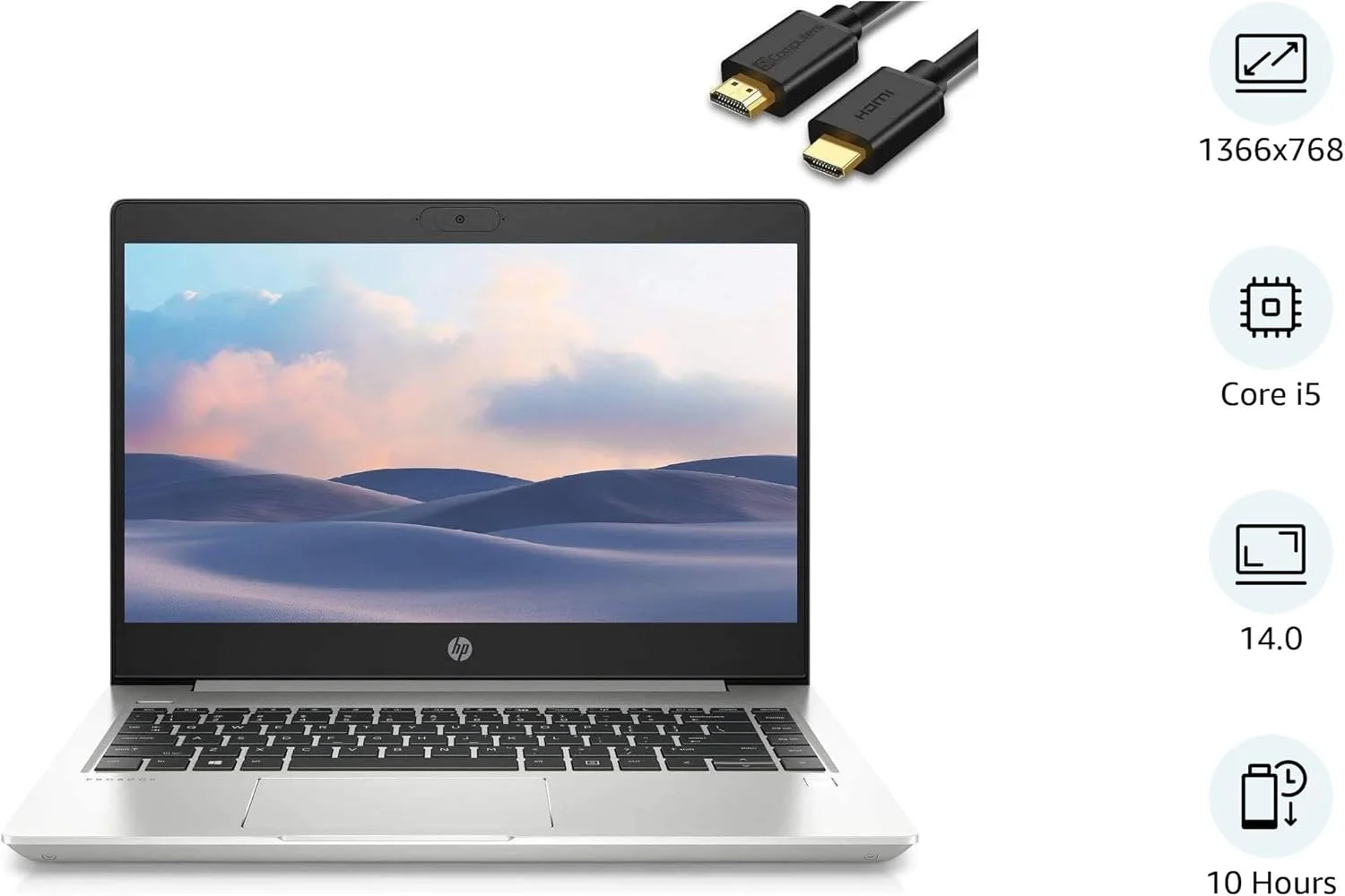 لپ تاپ 14 اینچی HP ProBook 440 G7، پردازنده نسل دهم Intel 4 هسته ای i5-10210U، رم 16 گیگابایتی، SSD 512 گیگابایتی، Intel UHD 620، وب کم، Type-C، HDMI، ویندوز 10 پرو (تجدید شده)