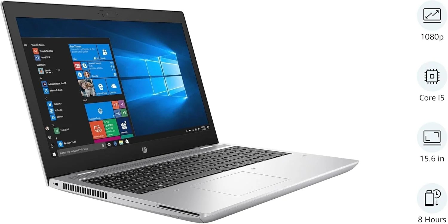 لپ تاپ تجاری HP Probook 650 G5 (بازسازی شده) با صفحه کلید دارای نور پس زمینه، صفحه نمایش 15.6 اینچی FHD (1920x1080)، پردازنده Intel Core i5-8365U تا 4.1 گیگاهرتز، 16 گیگابایت رم، 512 گیگابایت SSD، ویندوز 10 پرو