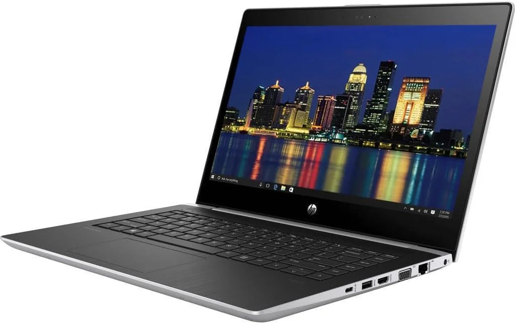 لپ تاپ تجاری HP Probook 440 G5 (بازسازی شده)، 14 اینچ FHD (1920x1080)، پردازنده Intel Core i5-8250 با فرکانس 1.60GHz-3.40GHz، رم 8 گیگابایتی، SSD 256 گیگابایتی، کیبورد با نور پس زمینه، ویندوز 10 پرو، نقره ای