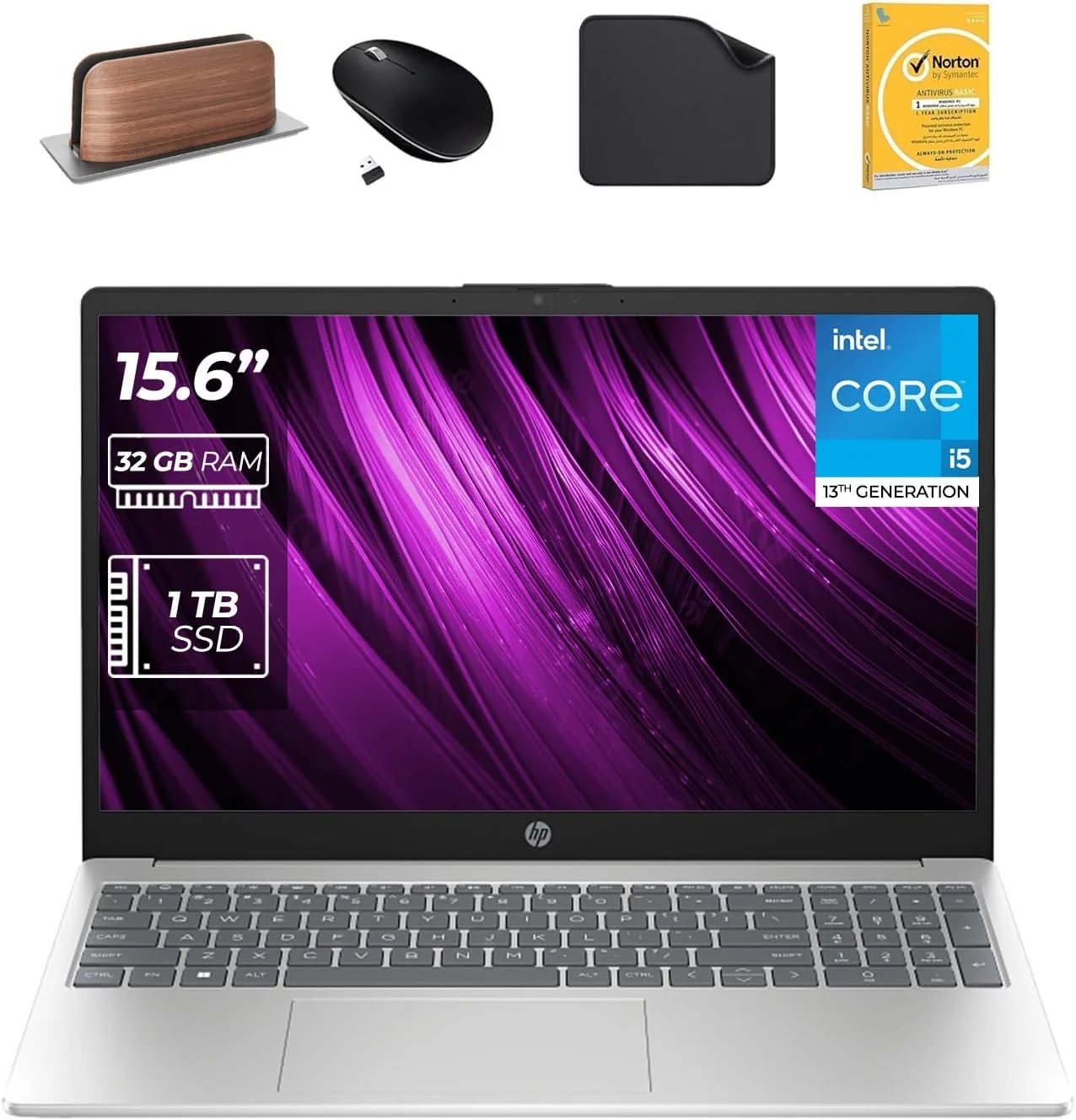 لپ تاپ 15.6 اینچی HP - نسل سیزدهم Core i5-1334U، رم 32 گیگابایت، SSD 1 ترابایت، ویندوز 11 پرو، صفحه نمایش FHD، وب کم، Wi-Fi (شامل پایه لپ تاپ موج اول + ماوس + آنتی ویروس + پد ماوس) 15-fd0499nia