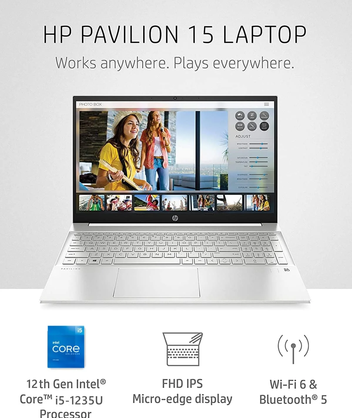 لپ تاپ HP 15 Pavilion - پردازنده Intel Core i5-1235U نسل 12 (10 هسته ای) - صفحه نمایش لمسی 15.6 اینچی FHD IPS 1080p - ویندوز 11 - رم 16 گیگابایتی - SSD PCIe 1 ترابایتی - Wi-Fi 6 - Type-C - وب کم - همراه با پد ماوس، نقره ای (ارتقا یافته) لپ تاپ HP 15 Pavilion - پردازنده Intel Core i5-1235U نسل 12 (10 هسته ای) - صفحه نمایش لمسی 15.6 اینچی FHD IPS 1080p - ویندوز 11 - رم 16 گیگابایتی - SSD PCIe 1 ترابایتی - Wi-Fi 6 - Type-C - وب کم - همراه با پد ماوس، نقره ای (ارتقا یافته)
