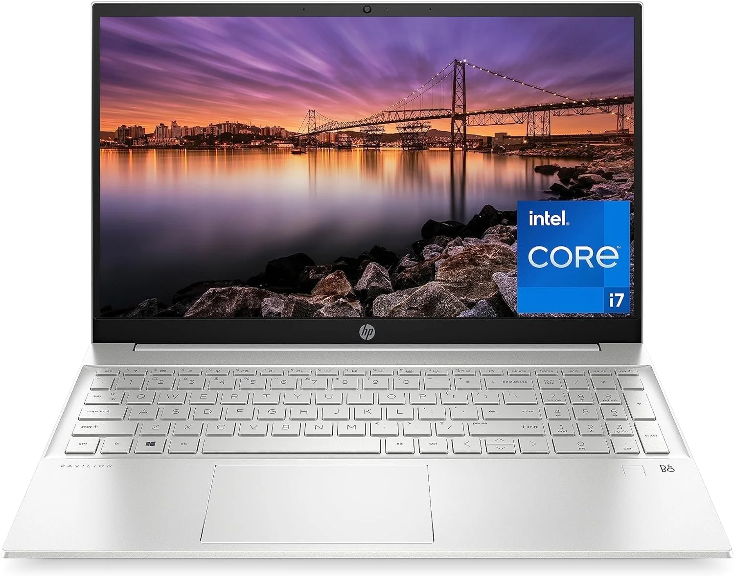 لپ تاپ HP Pavilion 15، پردازنده نسل دوازدهم Intel Core i7-1255U، رم 16 گیگابایتی، SSD 512 گیگابایتی، صفحه نمایش 15.6 اینچی Full HD، ویندوز 11 پرو، حسگر اثر انگشت، Wi-Fi و بلوتوث، وب کم HD (15-eg2025nr 2022)