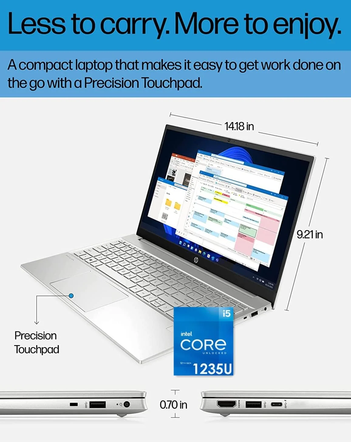 لپ تاپ لمسی 15.6 اینچی HP Pavilion - پردازنده 10 هسته ای نسل سیزدهم Intel Core i5-1335U - 1080p - رم 32 گیگابایتی - SSD PCIe 1 ترابایتی - ویندوز 11 - گرافیک Intel® Iris® Xe - همراه با کابل HDMI (ارتقا یافته)