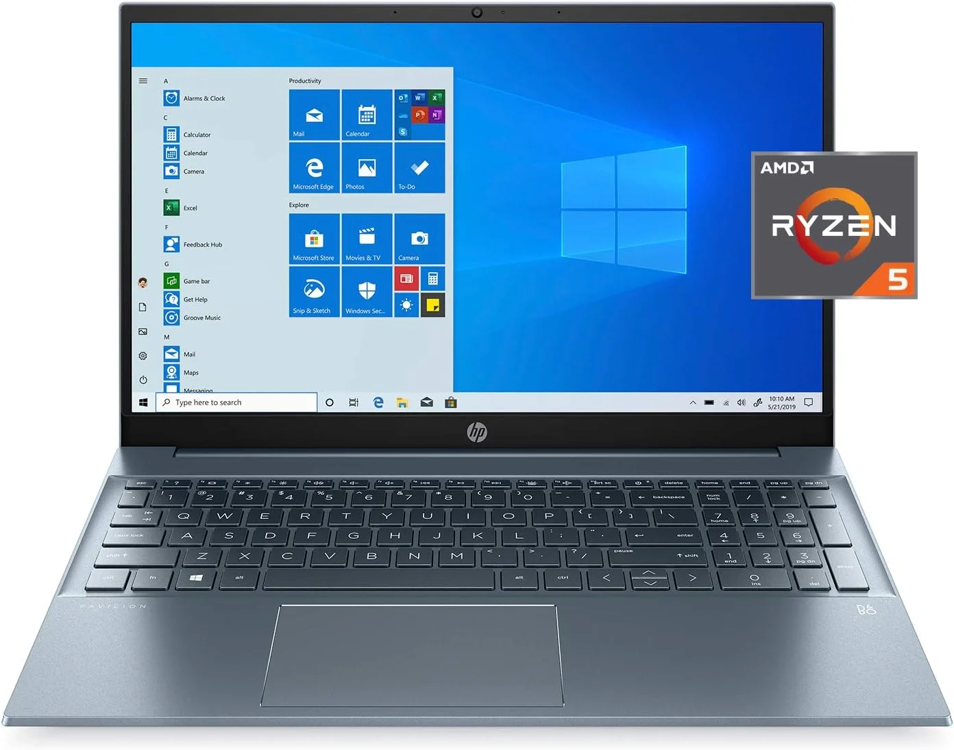 لپ تاپ 15.6 اینچی HP Pavilion 2020 با کیفیت FHD 1920 x 1080، پردازنده AMD Ryzen 7 4700U-Octa Core، رم 8 گیگابایتی SDRAM، حافظه SSD 512 گیگابایتی، گرافیک AMD Radeon، ویندوز 10، آبی Horizon