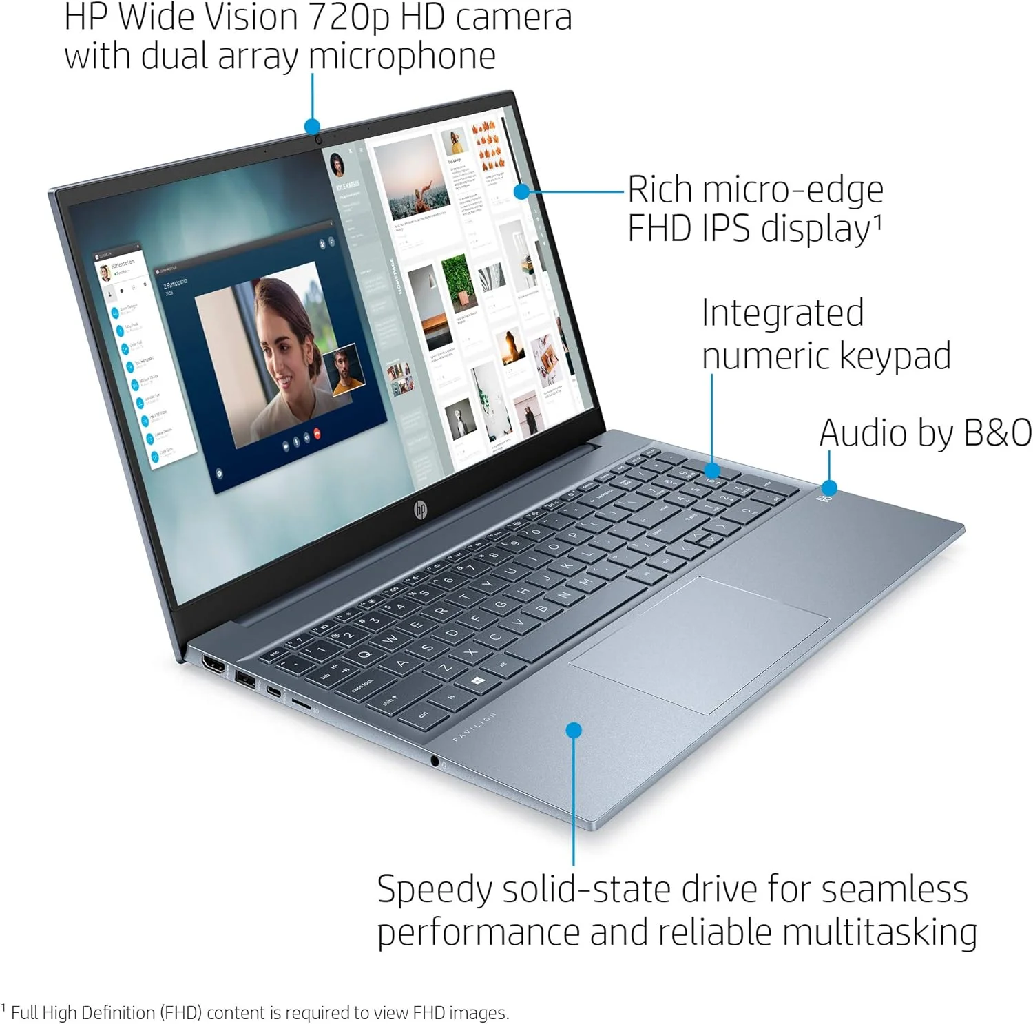 لپ تاپ 15.6 اینچی HP Pavilion 2020 با کیفیت FHD 1920 x 1080، پردازنده AMD Ryzen 7 4700U-Octa Core، رم 8 گیگابایتی SDRAM، حافظه SSD 512 گیگابایتی، گرافیک AMD Radeon، ویندوز 10، آبی Horizon لپ تاپ 15.6 اینچی HP Pavilion 2020 با کیفیت FHD 1920 x 1080، پردازنده AMD Ryzen 7 4700U-Octa Core، رم 8 گیگابایتی SDRAM، حافظه SSD 512 گیگابایتی، گرافیک AMD Radeon، ویندوز 10، آبی Horizon