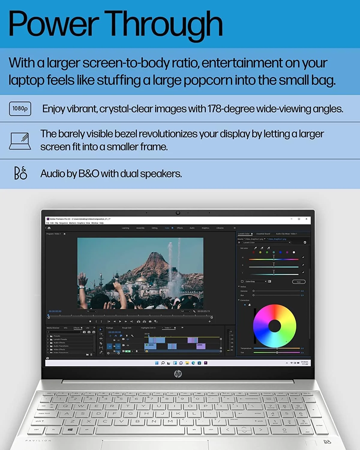 لپ تاپ لمسی 15.6 اینچی HP Pavilion - پردازنده 10 هسته ای نسل سیزدهم Intel Core i5-1335U - 1080p - رم 32 گیگابایتی - SSD PCIe 1 ترابایتی - ویندوز 11 - گرافیک Intel® Iris® Xe - همراه با کابل HDMI (ارتقا یافته)