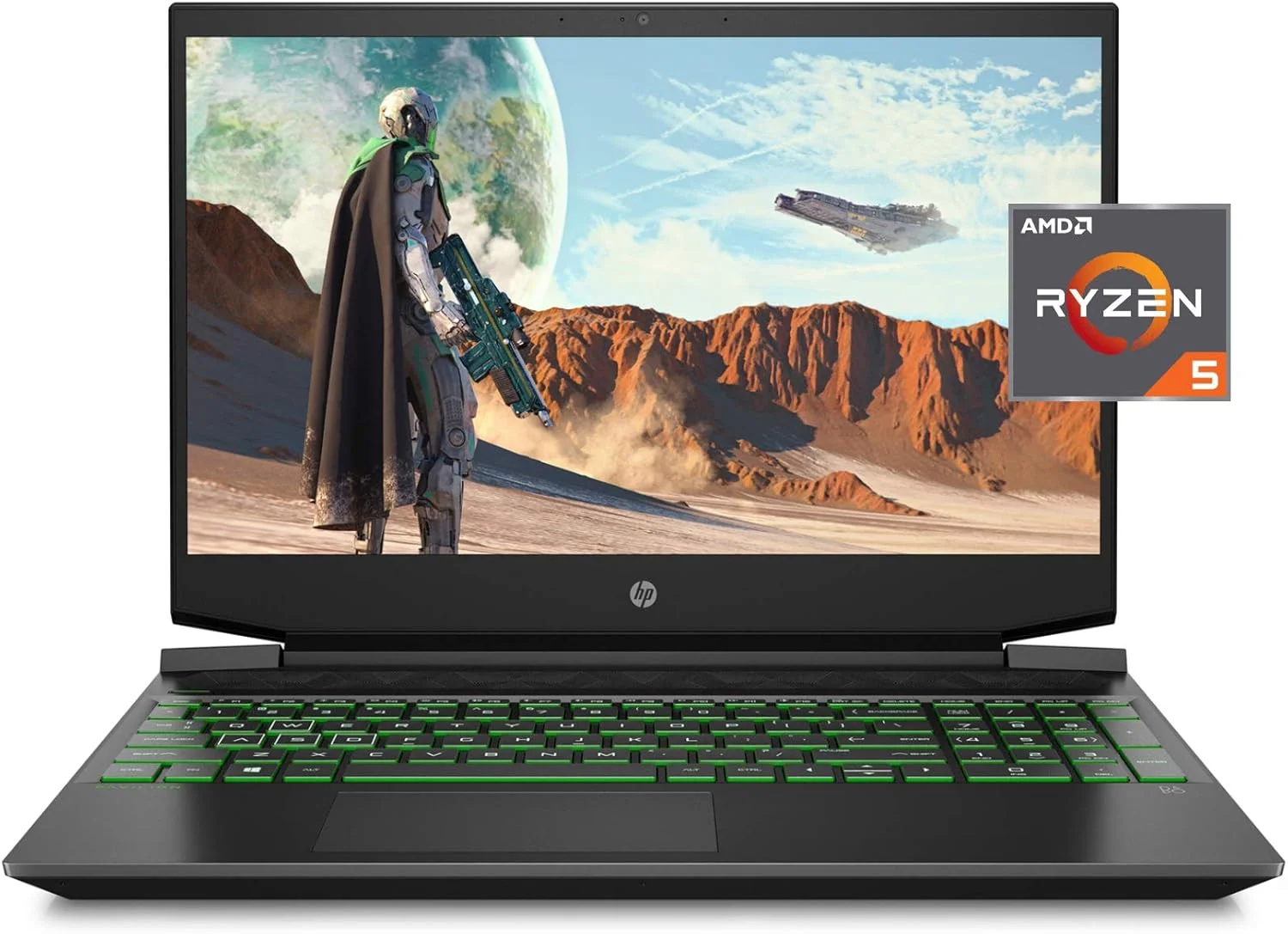 لپ تاپ گیمینگ HP Pavilion 15، کارت گرافیک NVIDIA GeForce GTX 1650، پردازنده AMD Ryzen 5 4600H، رم 8 گیگابایتی DDR4، حافظه SSD 512 گیگابایتی PCIe NVMe، صفحه نمایش 15.6 اینچی Full HD، ویندوز 10 Home، کیبورد با نور پس زمینه (مدل 15-ec1010nr، 2020)