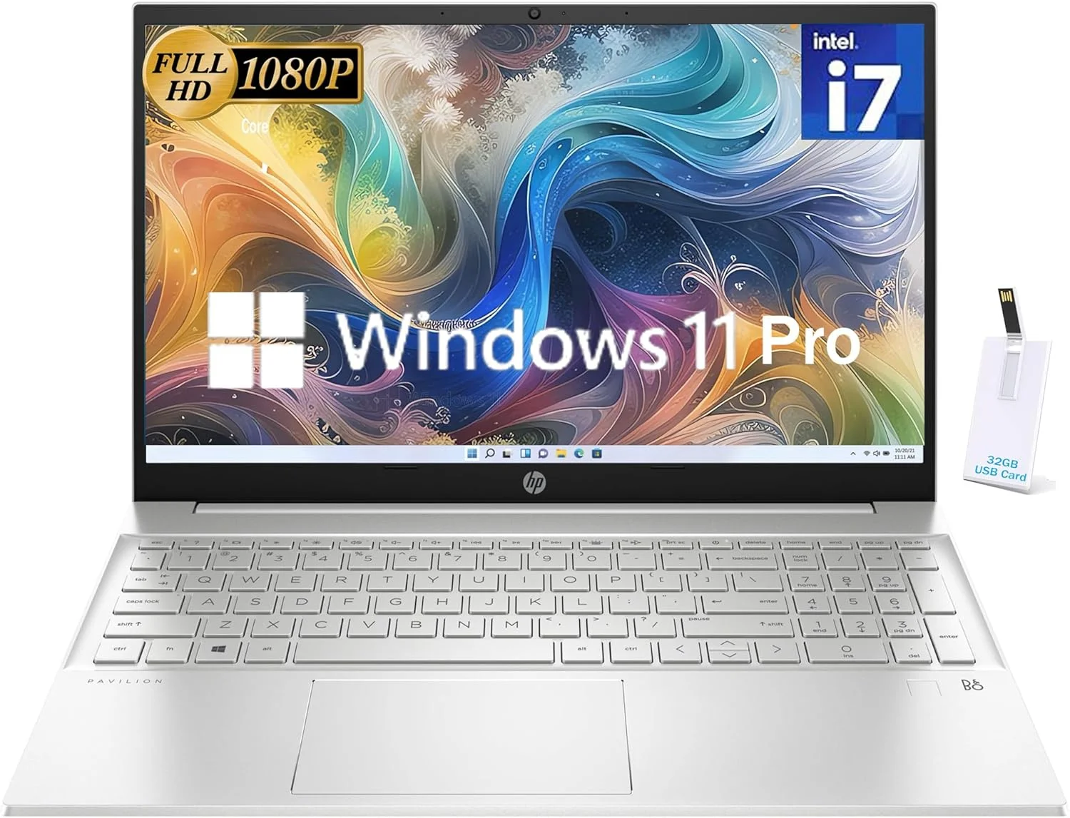 لپ تاپ 15.6 اینچی جدید HP Pavilion، پردازنده Intel Core i7-1355U، رم 64 گیگابایتی، SSD 1 ترابایتی، بلوتوث 5، WiFi 6، وب کم، HDMI، ویندوز 11 پرو (ارتقا یافته)