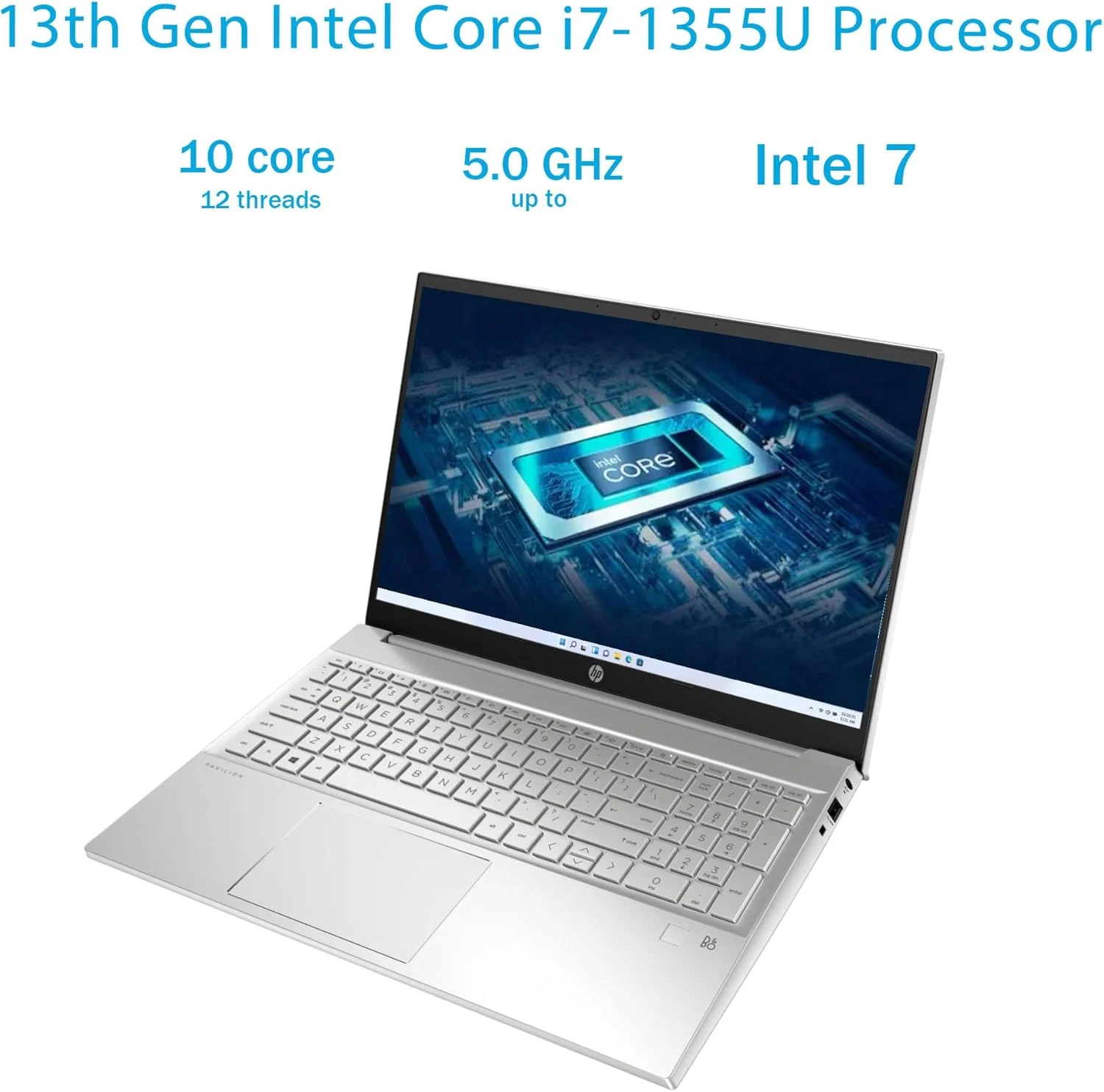 لپ تاپ 15.6 اینچی جدید HP Pavilion، پردازنده Intel Core i7-1355U، رم 64 گیگابایتی، SSD 1 ترابایتی، بلوتوث 5، WiFi 6، وب کم، HDMI، ویندوز 11 پرو (ارتقا یافته)