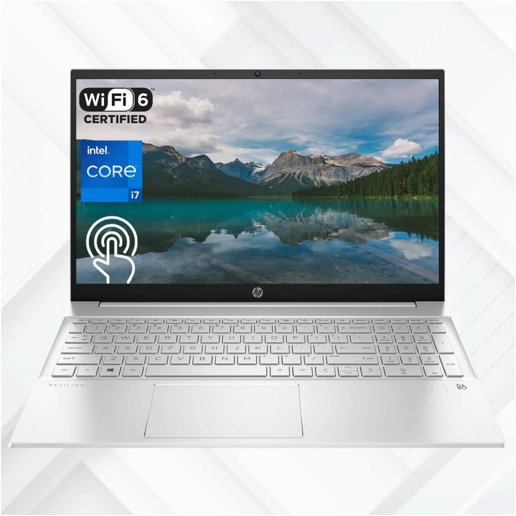 لپ تاپ جدید HP Pavilion 2023، صفحه نمایش لمسی 15.6 اینچی FHD، پردازنده نسل سیزدهم Intel Core i7-1355U، رم 16 گیگابایتی، SSD PCIe 1 ترابایتی، وب کم، صفحه کلید با نور پس زمینه، Wi-Fi 6، ویندوز 11 Home، نقره ای (ارتقا یافته)