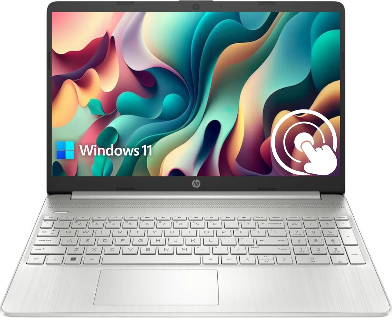 لپ تاپ لمسی ضد تابش نور HP Pavilion 15.6 اینچی HD، رم 16 گیگابایتی، حافظه SSD 1 ترابایتی، پردازنده Intel Core تا 4.1 گیگاهرتز، عمر باتری طولانی تا 11 ساعت، Type-C، HDMI، ویندوز 11 هوم، نقره ای (ارتقا یافته)