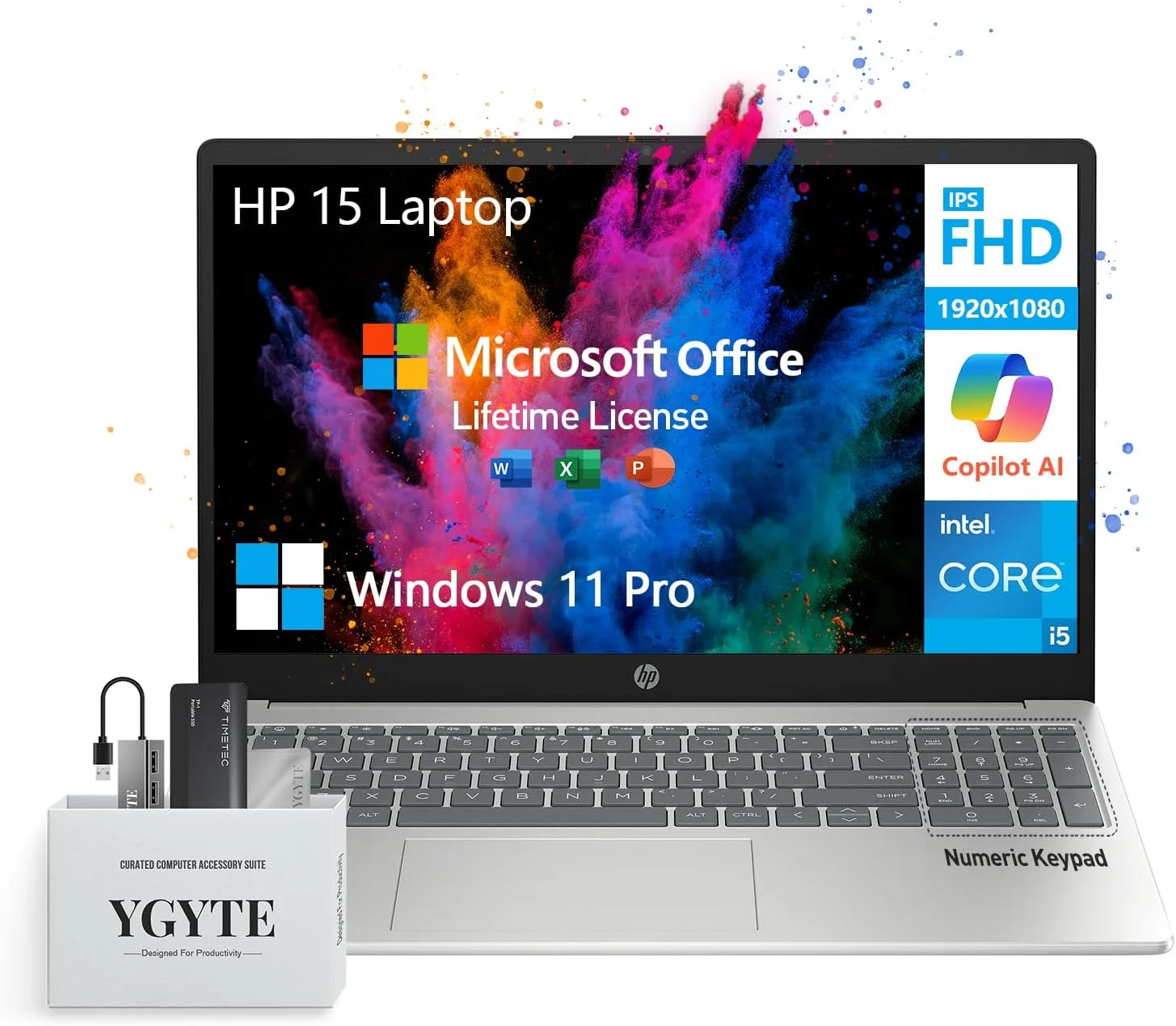 لپ تاپ تجاری لمسی 15.6 اینچی HP Pavilion با پردازنده نسل دوازدهم Intel Core i7-1255U، رم 32 گیگابایتی، SSD 1 ترابایتی، کیبورد با نور پس زمینه، HDMI، ویندوز 11 پرو، نقره ای، PCM