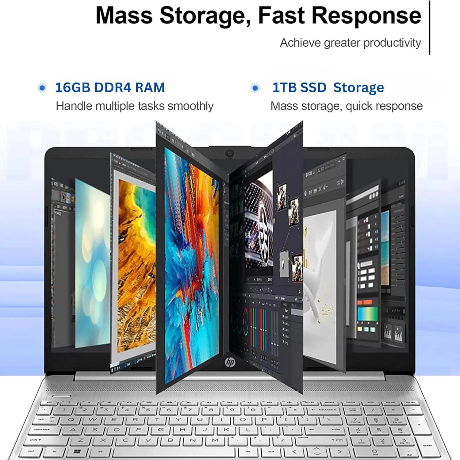 لپ تاپ لمسی ضد تابش نور HP Pavilion 15.6 اینچی HD، رم 16 گیگابایتی، حافظه SSD 1 ترابایتی، پردازنده Intel Core تا 4.1 گیگاهرتز، عمر باتری طولانی تا 11 ساعت، Type-C، HDMI، ویندوز 11 هوم، نقره ای (ارتقا یافته)