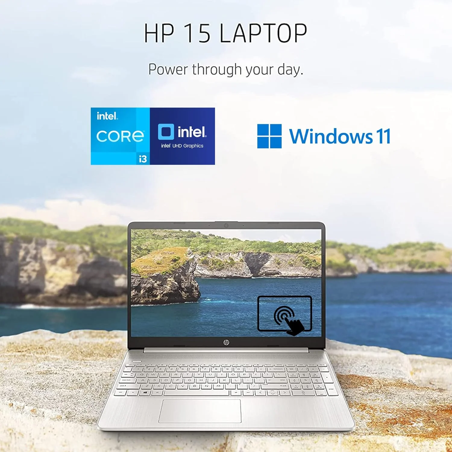 لپ تاپ لمسی ضد تابش نور HP Pavilion 15.6 اینچی HD، رم 16 گیگابایتی، حافظه SSD 1 ترابایتی، پردازنده Intel Core تا 4.1 گیگاهرتز، عمر باتری طولانی تا 11 ساعت، Type-C، HDMI، ویندوز 11 هوم، نقره ای (ارتقا یافته)
