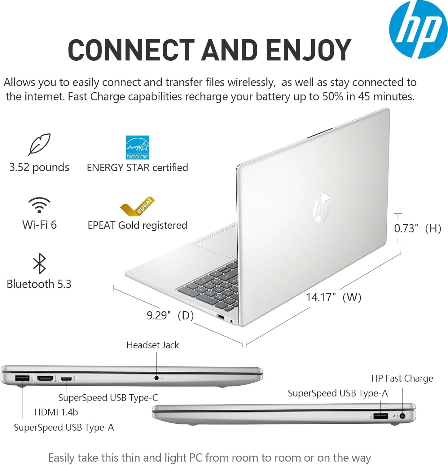 لپ تاپ تجاری لمسی 15.6 اینچی HP Pavilion با پردازنده نسل دوازدهم Intel Core i7-1255U، رم 32 گیگابایتی، SSD 1 ترابایتی، کیبورد با نور پس زمینه، HDMI، ویندوز 11 پرو، نقره ای، PCM