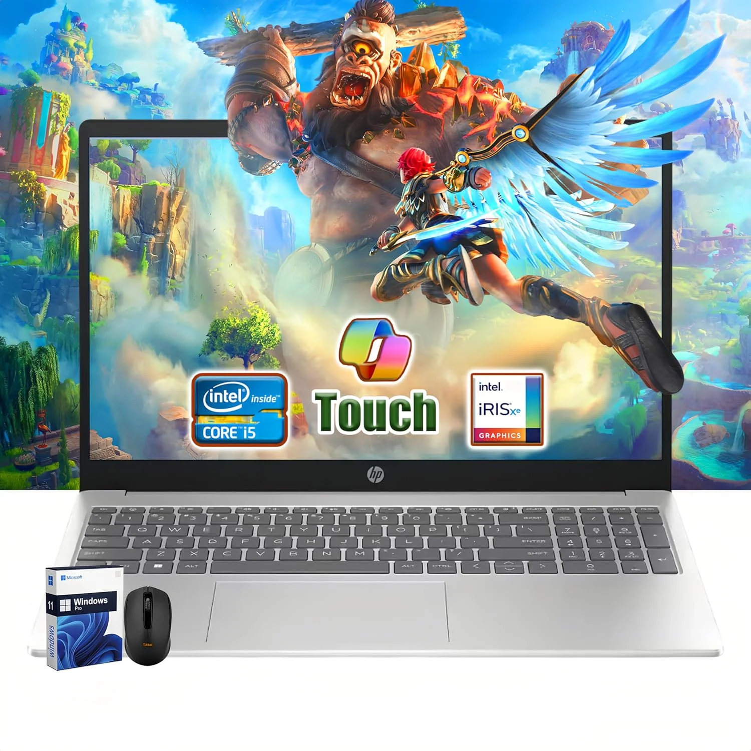 لپ تاپ لمسی 15.6 اینچی HP | نسل دوازدهم Intel i5-1235U (بهتر از i7-8700) | 16 گیگابایت رم | 1 ترابایت SSD | گرافیک Iris Xe | ویندوز 11 پرو | شارژ سریع | نقره ای | به همراه ماوس