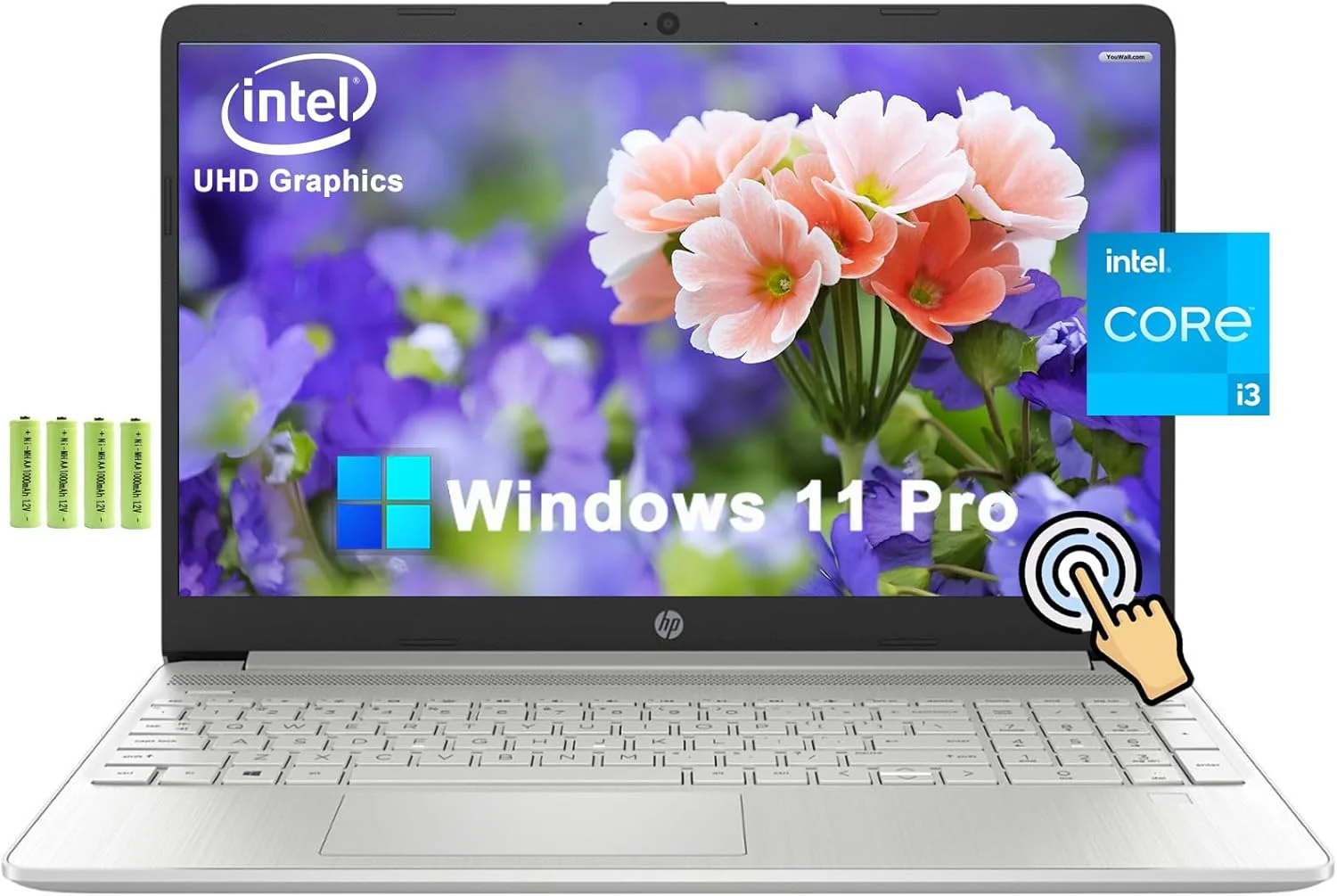 لپ تاپ لمسی اچ پی 15 با صفحه نمایش 15.6 اینچی HD برای خانه و دانشجو، نسل دوازدهم اینتل Core i3-1215U (تا 4.4 گیگاهرتز)، 12 گیگابایت رم 256 گیگابایت PCIe SSD، صفحه کلید عددی، Wi-Fi 5، عمر باتری 11 ساعته، ویندوز 11 پرو، همراه با باتری