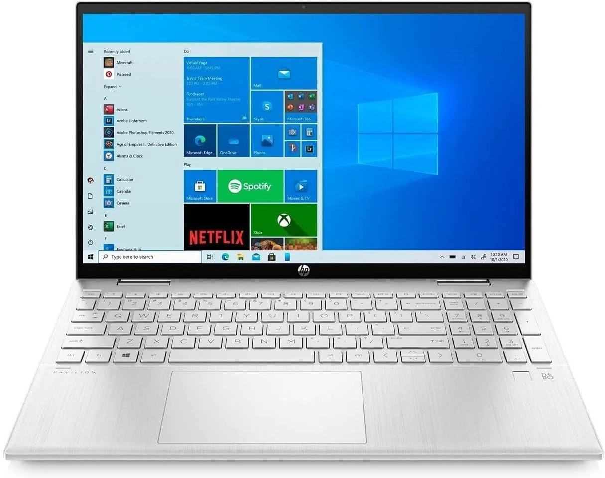 لپ تاپ تبدیل پذیر HP Pavilion x360 با صفحه نمایش لمسی 15.6 اینچی FHD - پردازنده Intel Core i5-1235U - گرافیک Intel Iris Xe - رم 16 گیگابایتی DDR 4 - حافظه SSD NVMe 512 گیگابایتی - حسگر اثر انگشت - نور پس زمینه - ویندوز 11 - نقره ای