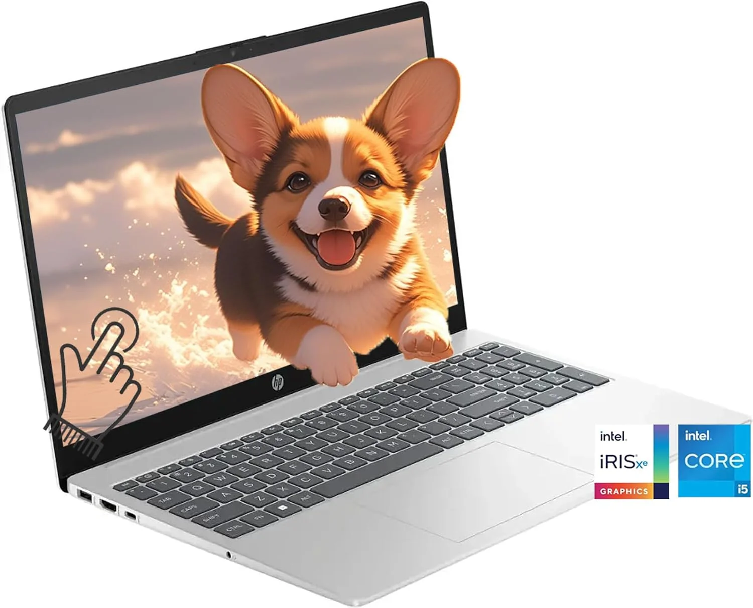 لپ تاپ لمسی 15.6 اینچی HP، لپ تاپ دانشجویی 15 اینچی HD، پردازنده نسل دوازدهم اینتل 10 هسته ای (بهتر از i7-1195G7)، 32 گیگابایت رم 1 ترابایت PCIe SSD، گرافیک Iris Xe، Wi-Fi 6E Win11، نقره ای + لوازم جانبی BWE