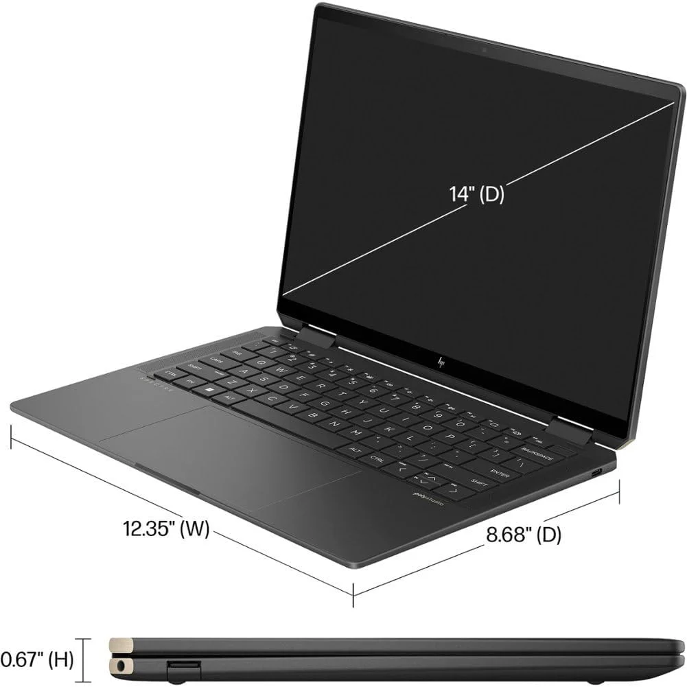 لپ تاپ لمسی 2 در 1 HP Spectre x360 14 اینچ 2880x1800 مدل 2024 جدید | پردازنده Intel Evo Ultra 7 155H 16 هسته ای | گرافیک Intel Arc | کیبورد با نور پس زمینه | حسگر اثر انگشت | Thunderbolt 4 | Wi-Fi 6E | 32 گیگابایت LPDDR5 4 ترابایت SSD | ویندوز 11 هوم لپ تاپ لمسی 2 در 1 HP Spectre x360 14 اینچ 2880x1800 مدل 2024 جدید | پردازنده Intel Evo Ultra 7 155H 16 هسته ای | گرافیک Intel Arc | کیبورد با نور پس زمینه | حسگر اثر انگشت | Thunderbolt 4 | Wi-Fi 6E | 32 گیگابایت LPDDR5 4 ترابایت SSD | ویندوز 11 هوم