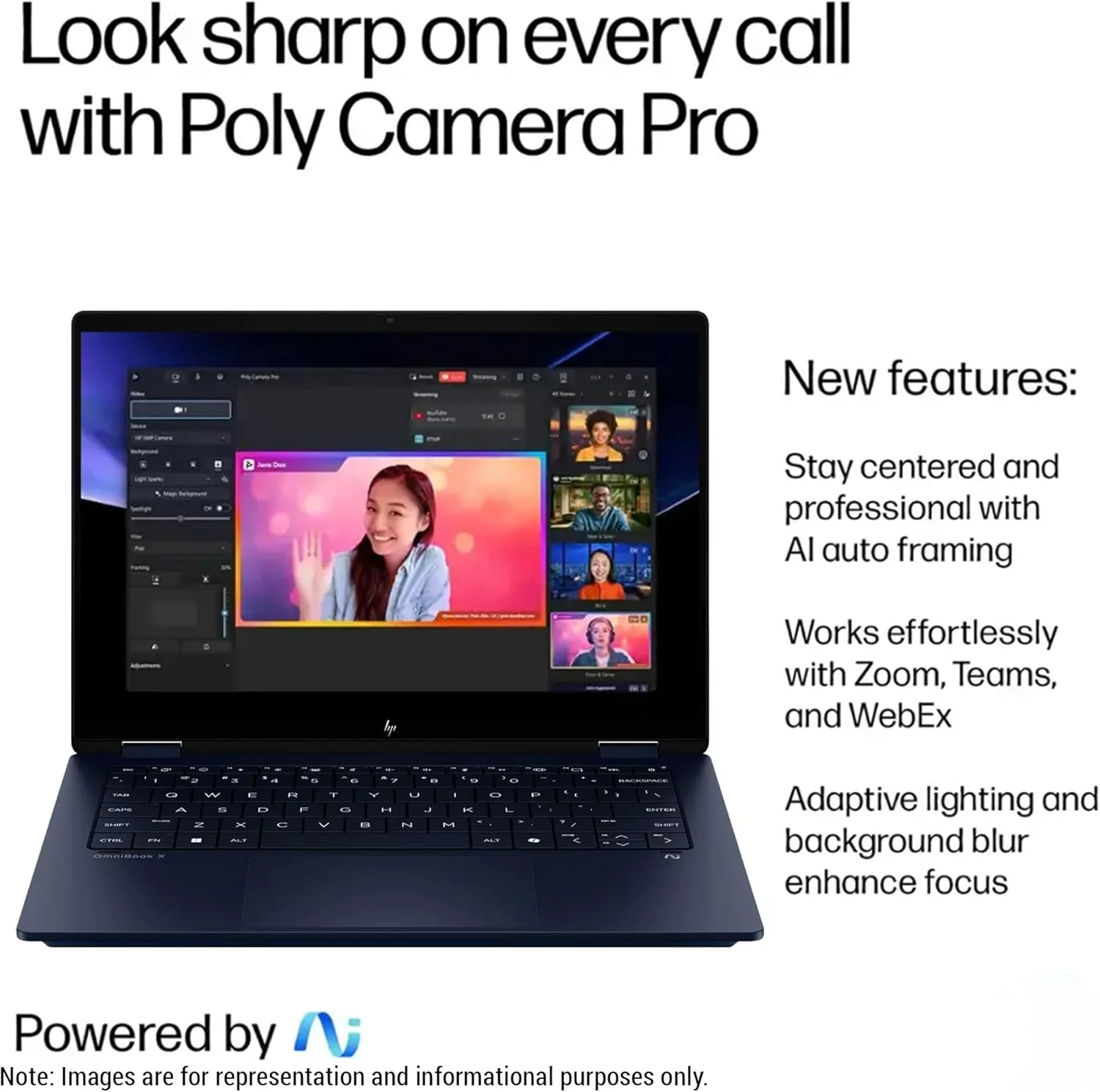 لپ تاپ 2 در 1 HP OmniBook X Flip Copilot+، پردازنده Intel Ultra 7-256V، رم 16 گیگابایتی LPDDR5x، حافظه SSD 1 ترابایتی PCIe، صفحه نمایش لمسی 14 اینچی 2K (1920x1200)، کارت گرافیک Intel Arc 140V، کیبورد با نور پس زمینه، ویندوز 11 پرو، آبی اتمسفری