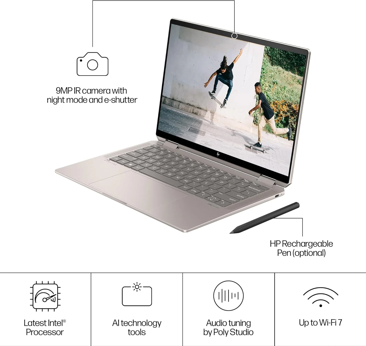 لپ تاپ 2 در 1 HP Spectre x360 مدل 14-eu0009ne، ویندوز 11 هوم، 14 اینچ، صفحه لمسی، پردازنده Intel® Core™ Ultra 7، رم 16 گیگابایت، حافظه SSD 1 ترابایت، 3K، مشکی نیمه شب لپ تاپ 2 در 1 HP Spectre x360 مدل 14-eu0009ne، ویندوز 11 هوم، 14 اینچ، صفحه لمسی، پردازنده Intel® Core™ Ultra 7، رم 16 گیگابایت، حافظه SSD 1 ترابایت، 3K، مشکی نیمه شب