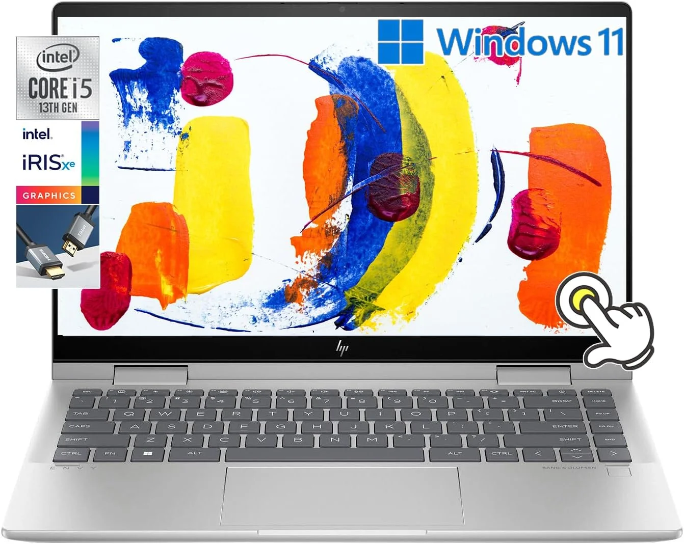 لپ تاپ لمسی 2 در 1 HP Envy x360 14 اینچی FHD IPS، پردازنده Intel Core i5-1335U (بهتر از i7-1260U)، کیبورد با نور پس زمینه، حسگر اثر انگشت، ویندوز 11 | نقره ای طبیعی (8 گیگابایت رم | 512 گیگابایت SSD) (14 اینچ)