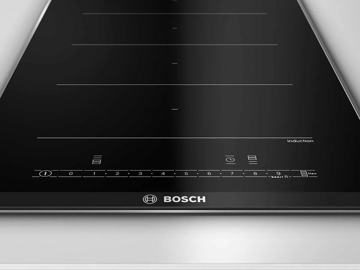 اجاق گاز صفحه ای القایی بوش سری 6 مدل PXX375FB1E، 30 سانتی متر، کنترل لمسی DirectSelect، 17 سطح قدرت، 1 سال گارانتی