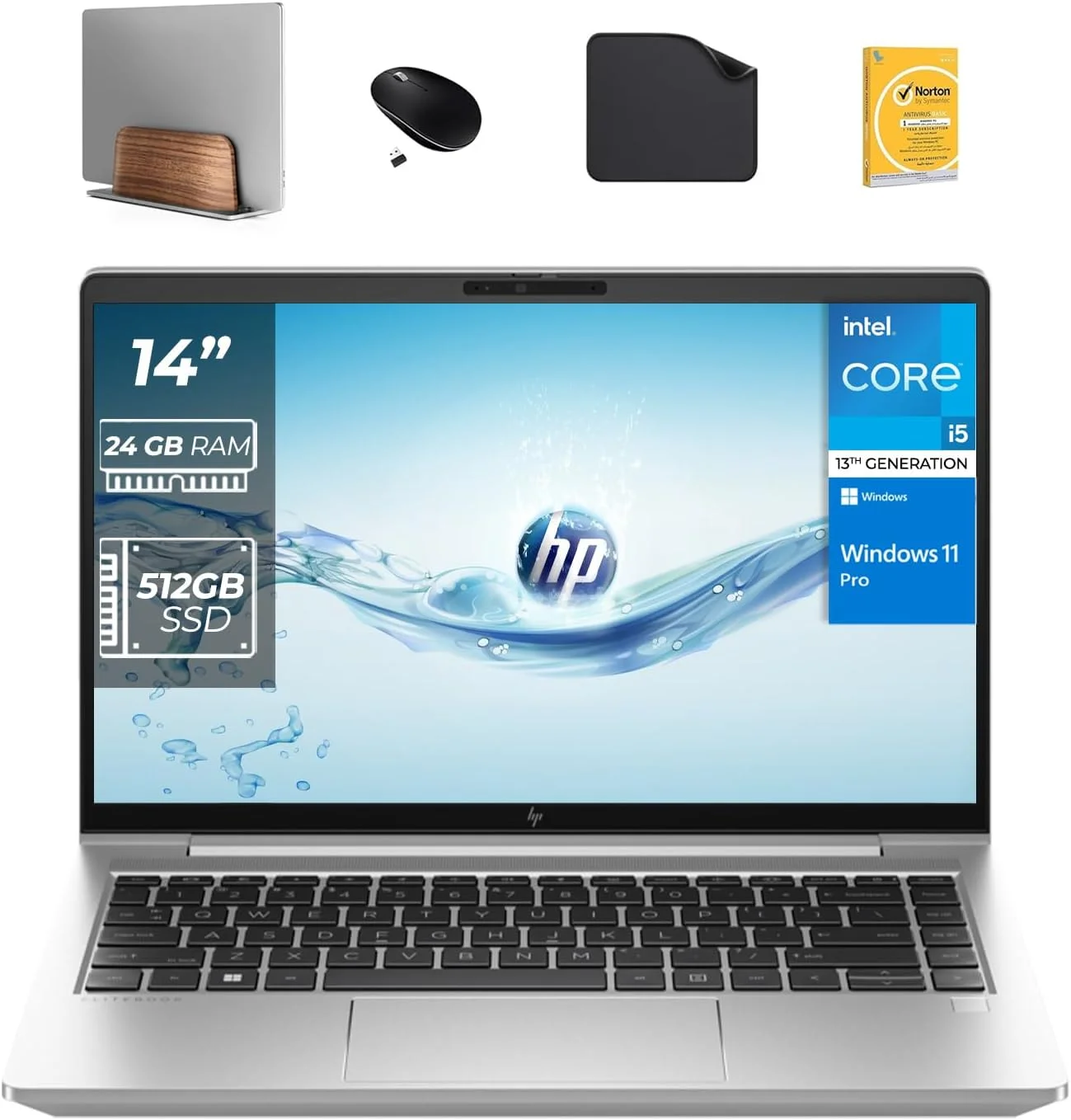 لپ تاپ HP ELITEBOOK 640 G10 نسل سیزدهم Intel Core i5-1335U، صفحه نمایش 14 اینچی، 24 گیگابایت رم، 512 گیگابایت SSD، ویندوز 11 پرو، دوربین 720p FHD (شامل پایه عمودی لپ تاپ + ماوس بی سیم + آنتی ویروس + پد ماوس)