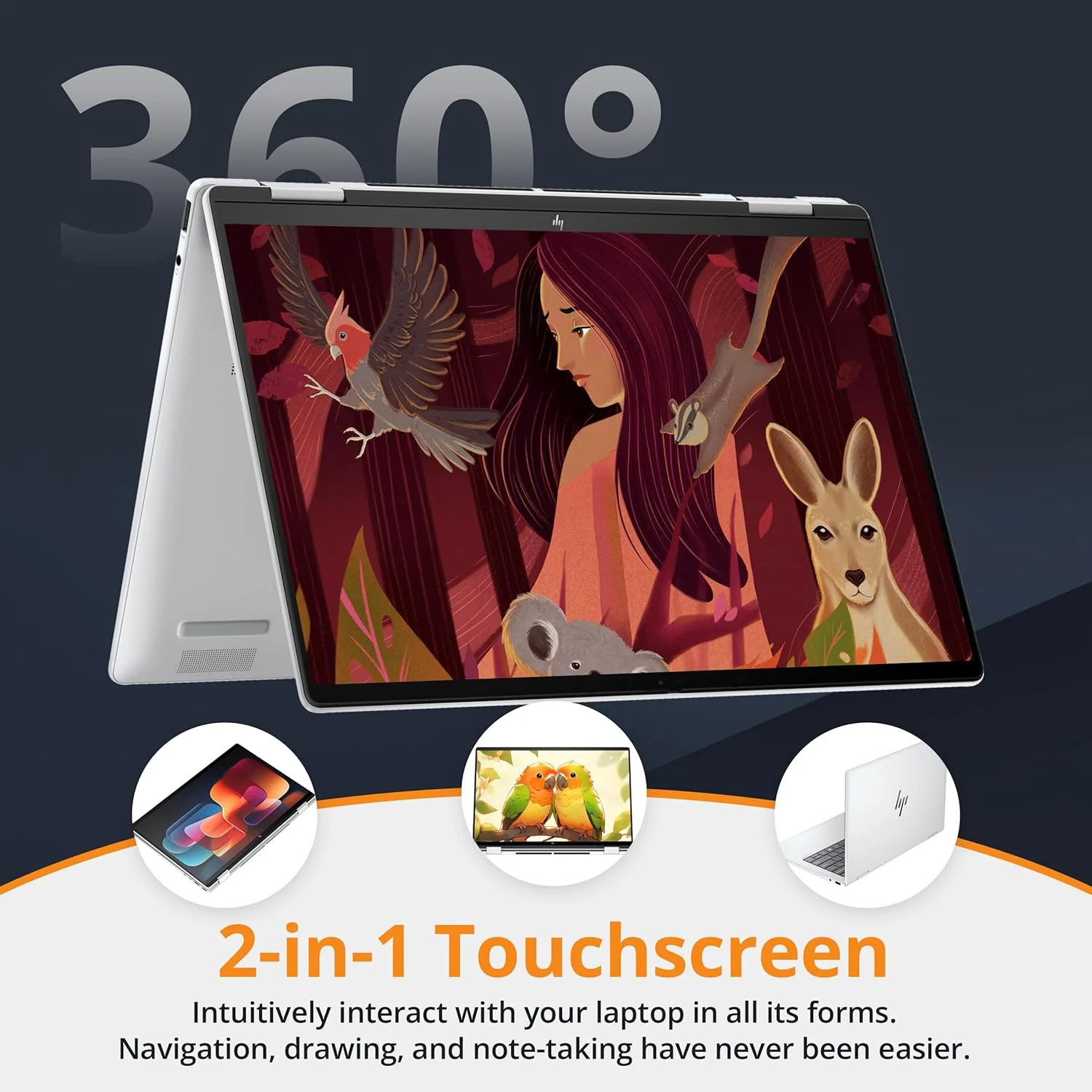 لپ تاپ لمسی 2 در 1 اچ پی Envy x360 با صفحه نمایش 14 اینچی WUXGA، پردازنده AMD Ryzen 5 8640HS، رم 16 گیگابایتی LPDDR5، حافظه 800 گیگابایتی (512 گیگابایت SSD + 288 گیگابایت داک استیشن)، کیبورد با نور پس زمینه، Wi-Fi 6E، ویندوز 11 هوم، نقره ای لپ تاپ لمسی 2 در 1 اچ پی Envy x360 با صفحه نمایش 14 اینچی WUXGA، پردازنده AMD Ryzen 5 8640HS، رم 16 گیگابایتی LPDDR5، حافظه 800 گیگابایتی (512 گیگابایت SSD + 288 گیگابایت داک استیشن)، کیبورد با نور پس زمینه، Wi-Fi 6E، ویندوز 11 هوم، نقره ای