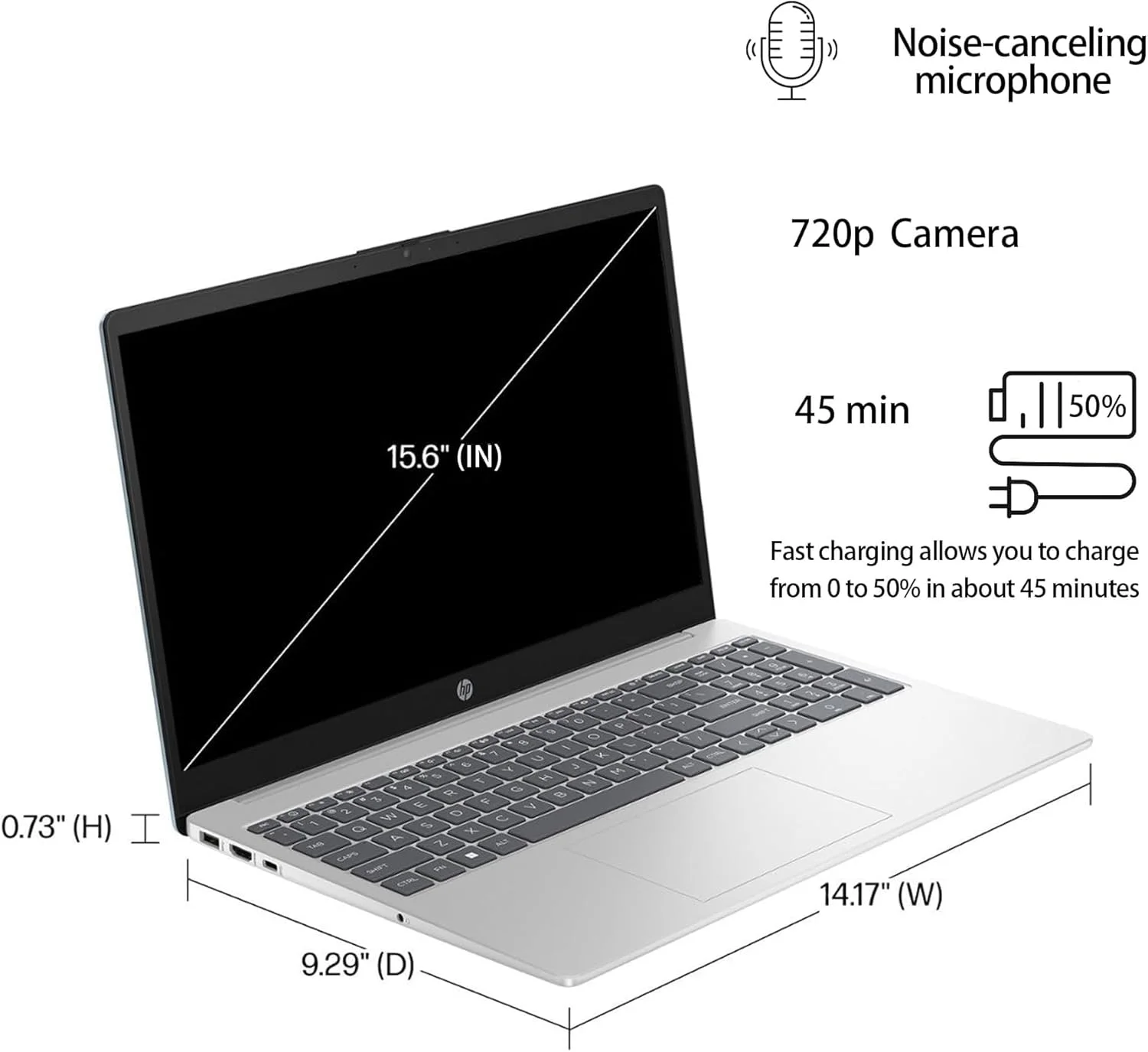 لپ تاپ 15.6 اینچی HP، پردازنده نسل سیزدهم Intel Core i5-1335U، رم 32 گیگابایتی، SSD 1 ترابایتی، صفحه نمایش FHD ضد تابش نور، وب کم، صفحه کلید عددی، Wi-Fi، بلوتوث، HDMI، کارت USB 32 گیگابایتی، ویندوز 11 - نقره ای لپ تاپ 15.6 اینچی HP، پردازنده نسل سیزدهم Intel Core i5-1335U، رم 32 گیگابایتی، SSD 1 ترابایتی، صفحه نمایش FHD ضد تابش نور، وب کم، صفحه کلید عددی، Wi-Fi، بلوتوث، HDMI، کارت USB 32 گیگابایتی، ویندوز 11 - نقره ای