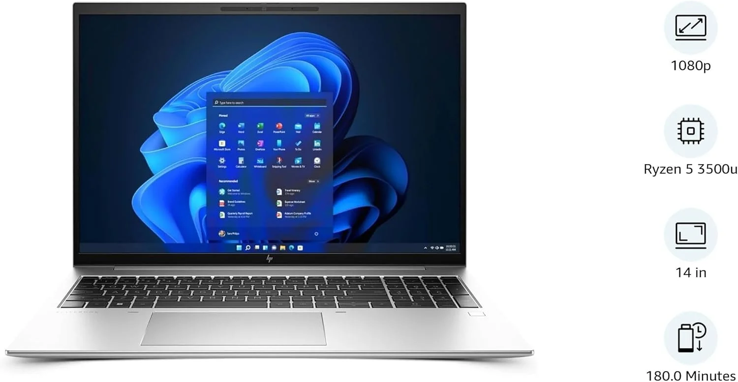 لپ تاپ استوک HP EliteBook 745 G6 با صفحه نمایش لمسی 14 اینچی FHD، پردازنده Ryzen 5 3500U، رم 16 گیگابایتی، حافظه SSD 512 گیگابایتی، گرافیک AMD Radeon Vega 8 (2GB) و ویندوز 11 پرو