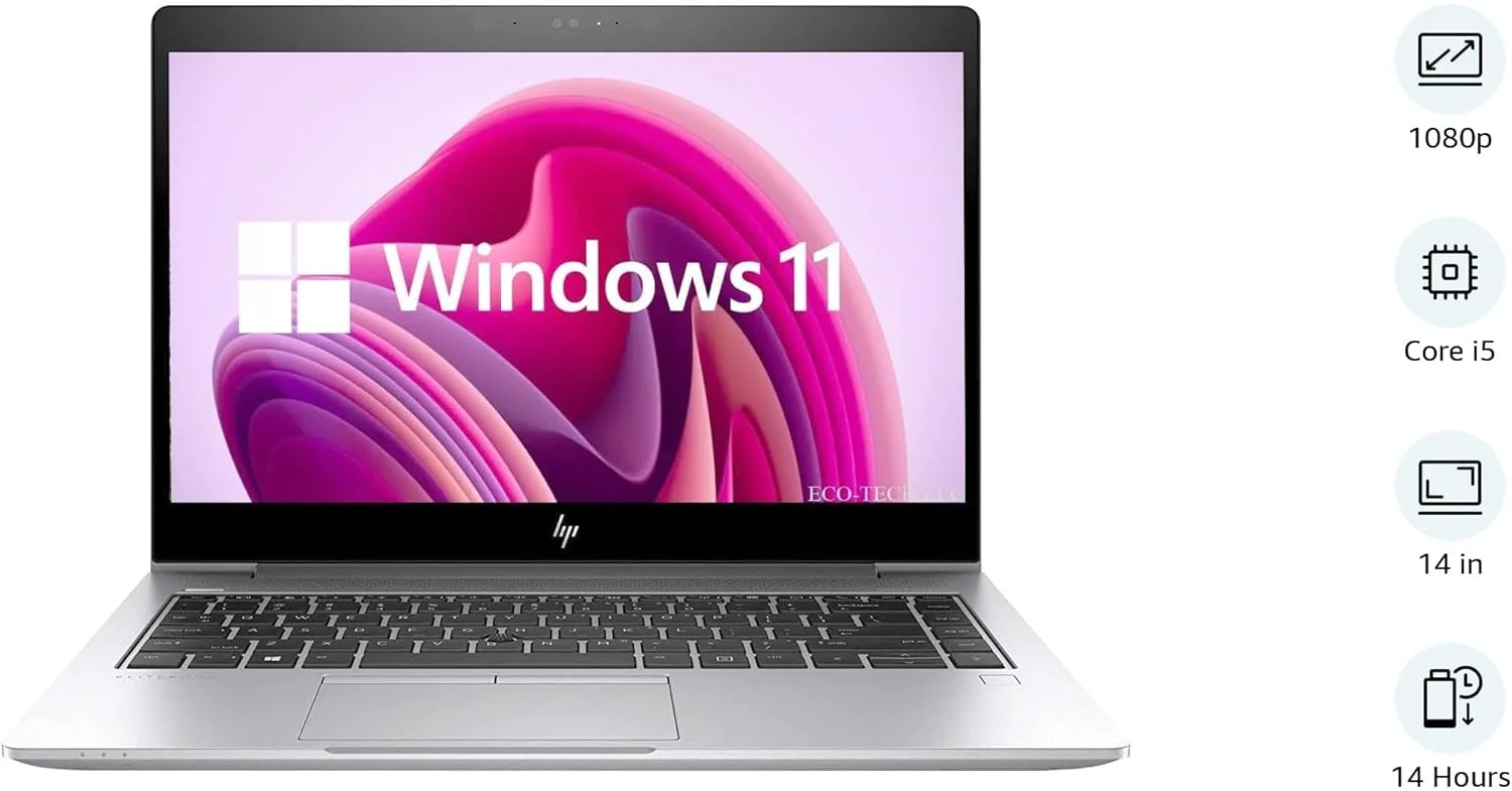لپ تاپ تجاری HP Elitebook 840 G5 با صفحه نمایش 14 اینچی FHD (بازسازی شده)، پردازنده Intel Quad-Core i5-8350U، رم 16 گیگابایتی DDR4، حافظه SSD 512 گیگابایتی، کیبورد با نور پس زمینه، Type-C، HDMI، ویندوز 11 پرو