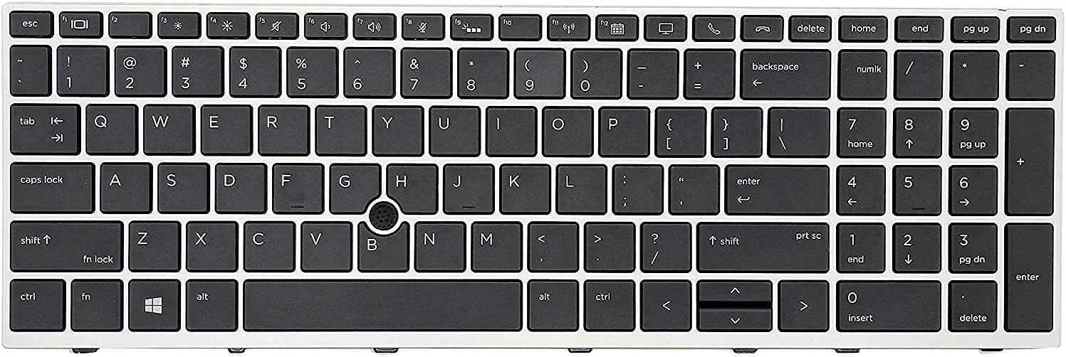 کیبورد جایگزین KBRPARTS برای لپ تاپ های HP EliteBook 850 G5 850 G6 755 G5، Zbook 15u G5 و Zbook 15u G6، کیبورد HP Elitebook 850 G6 با قاب نقره ای، دارای نور پس زمینه و طرح بندی US