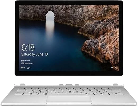 تجدید شده - لپ تاپ مایکروسافت Surface Book Core i5-6300U نسل ششم، 8 گیگابایت رم، 256 گیگابایت SSD، صفحه نمایش لمسی جداشدنی 13.5 اینچی نقره ای