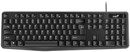 کیبورد کلاسیک سیم دار Genius KB-117، بی صدا، عربی، USB